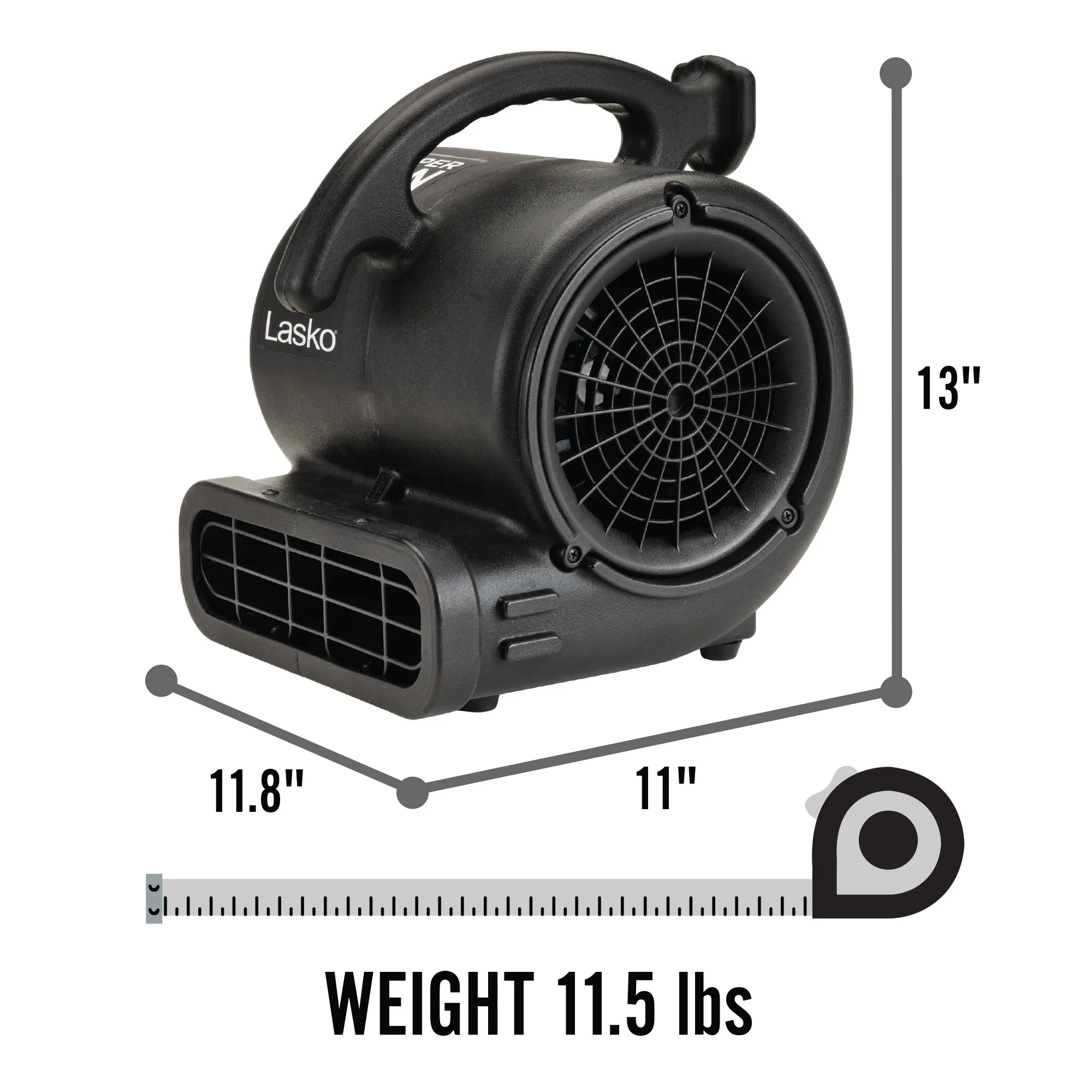Lasko Super Fan Max 13" Air Mover Blower Fan: 3-Speed, High Velocity, 2 Outlets, Black - Image 7