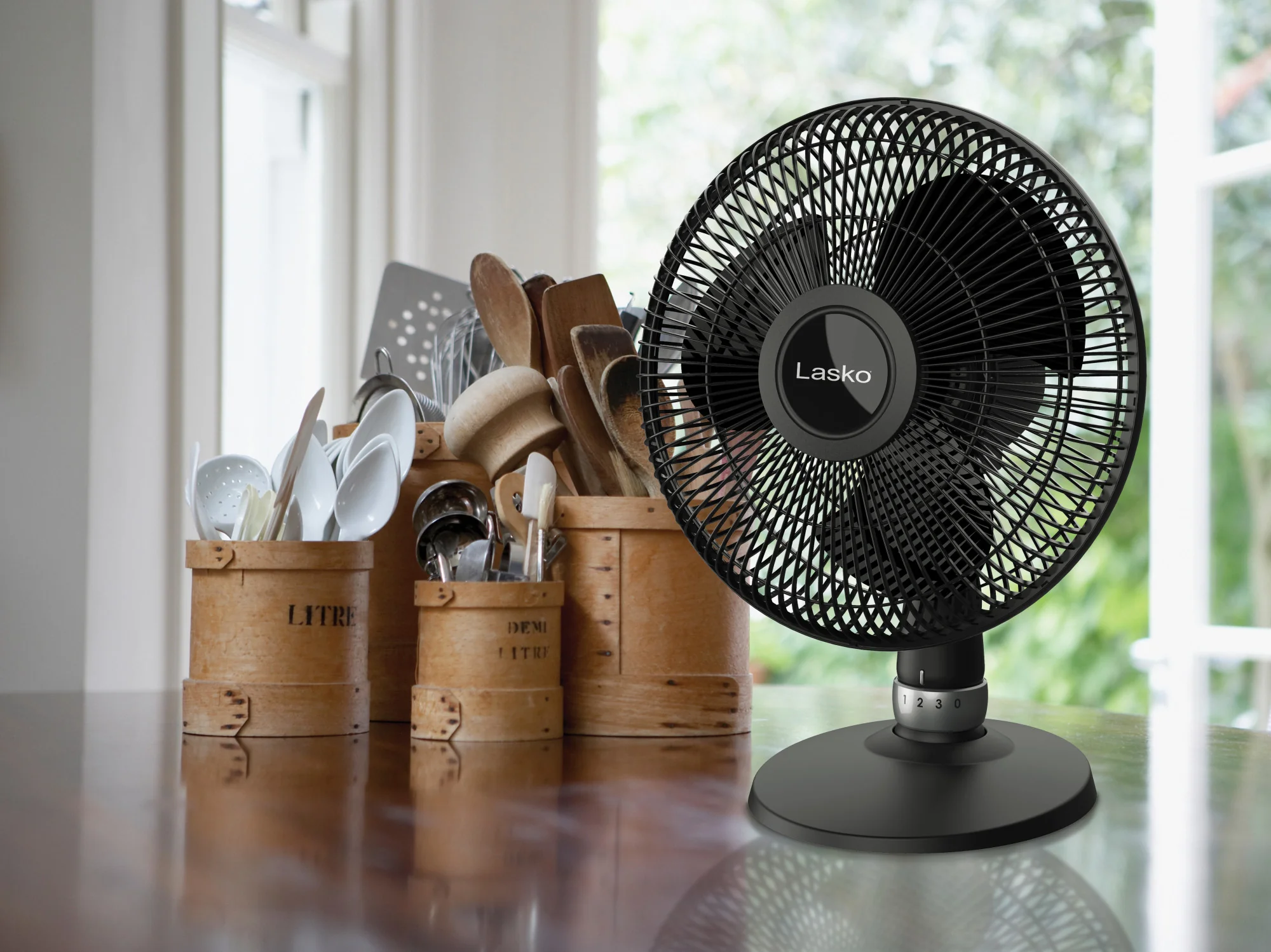Lasko 12" Performance Table Fan: Oscillating, 3-Speed, Tilting Head, Black - Image 14