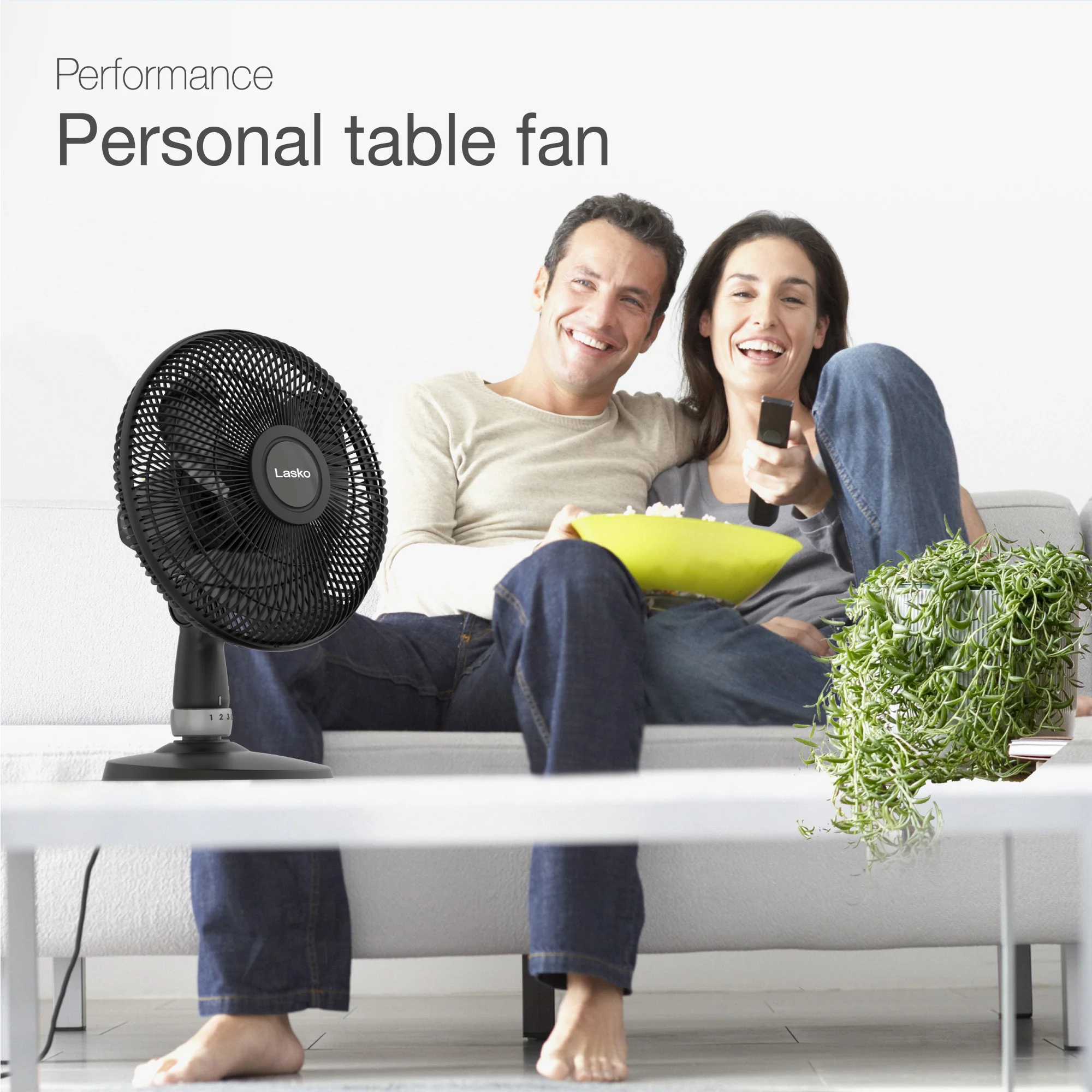Lasko 12" Performance Table Fan: Oscillating, 3-Speed, Tilting Head, Black - Image 2