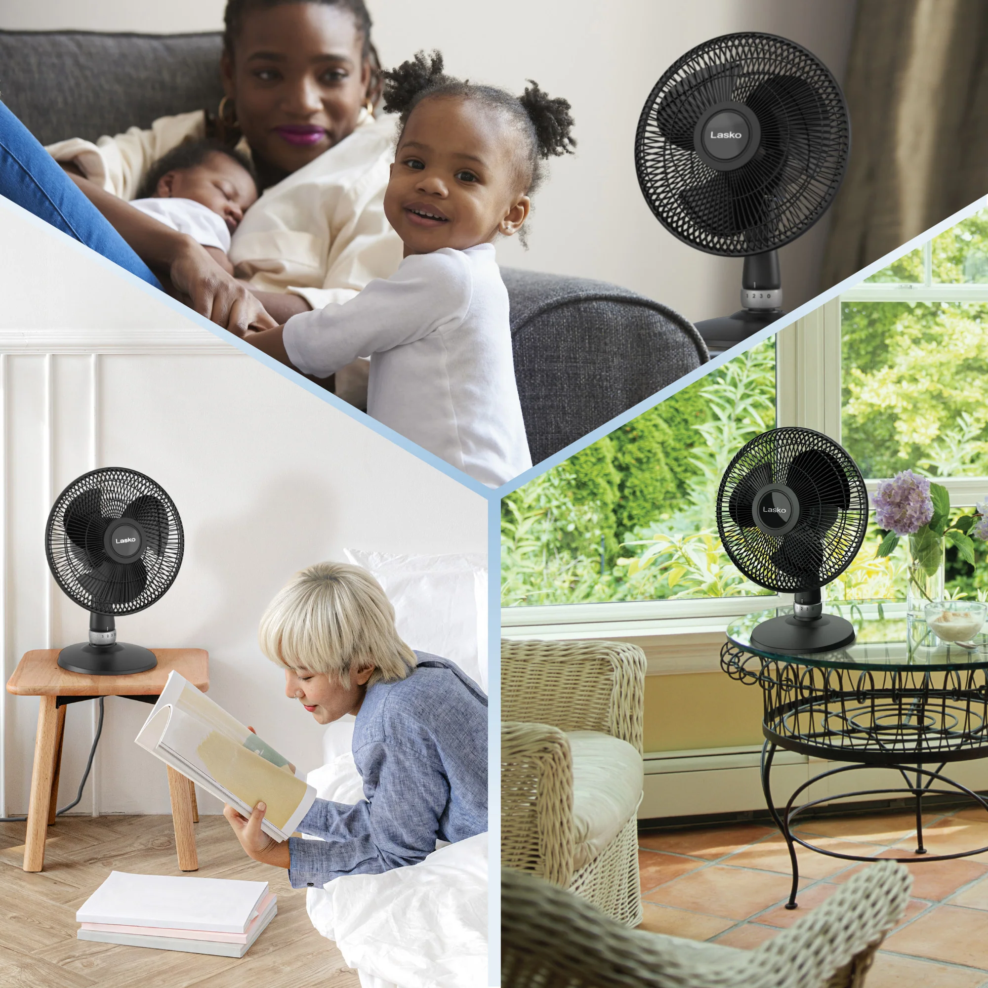 Lasko 12" Performance Table Fan: Oscillating, 3-Speed, Tilting Head, Black - Image 7