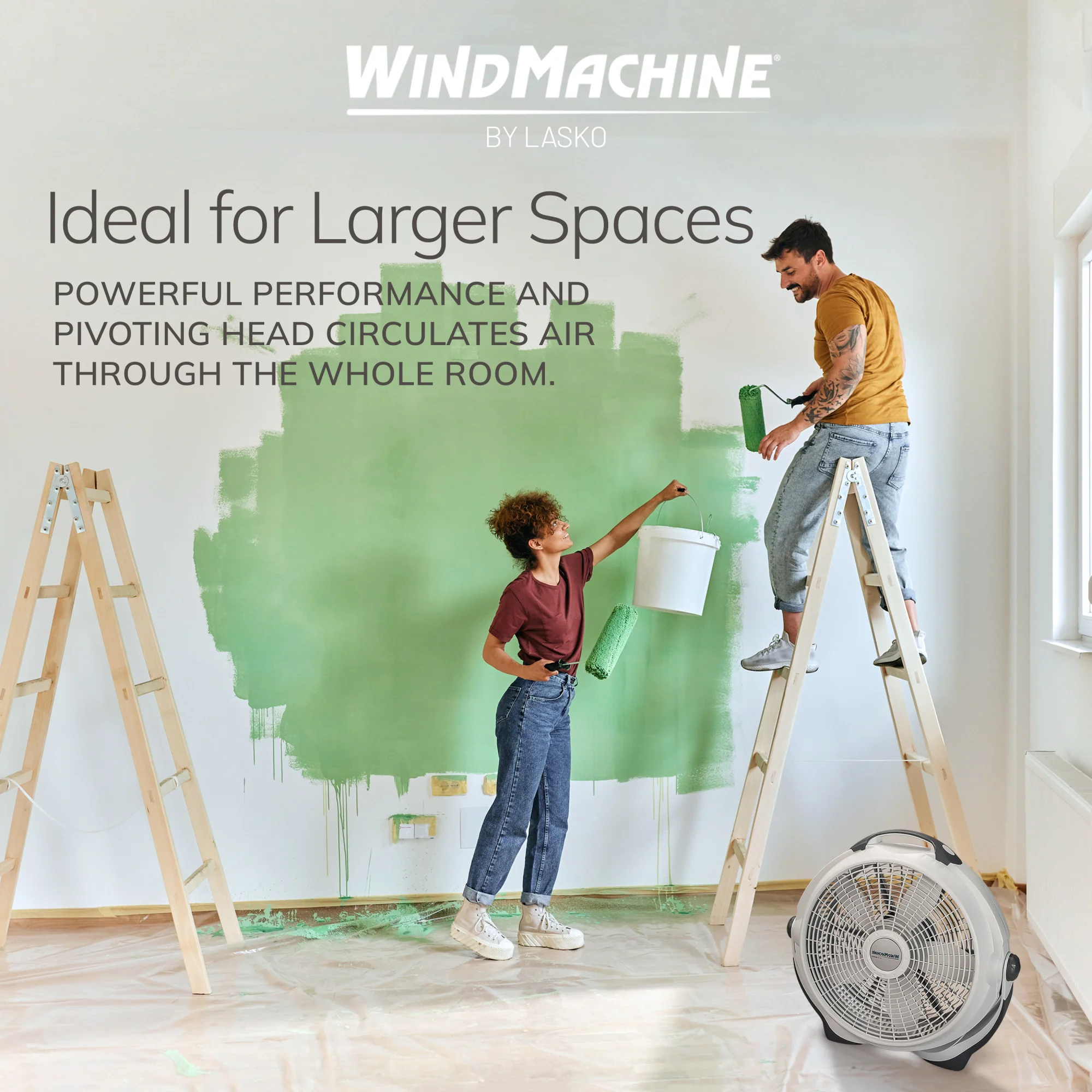 Lasko Wind Machine 20" Air Circulator Fan: 3-Speed, Pivoting, Gray - Image 6