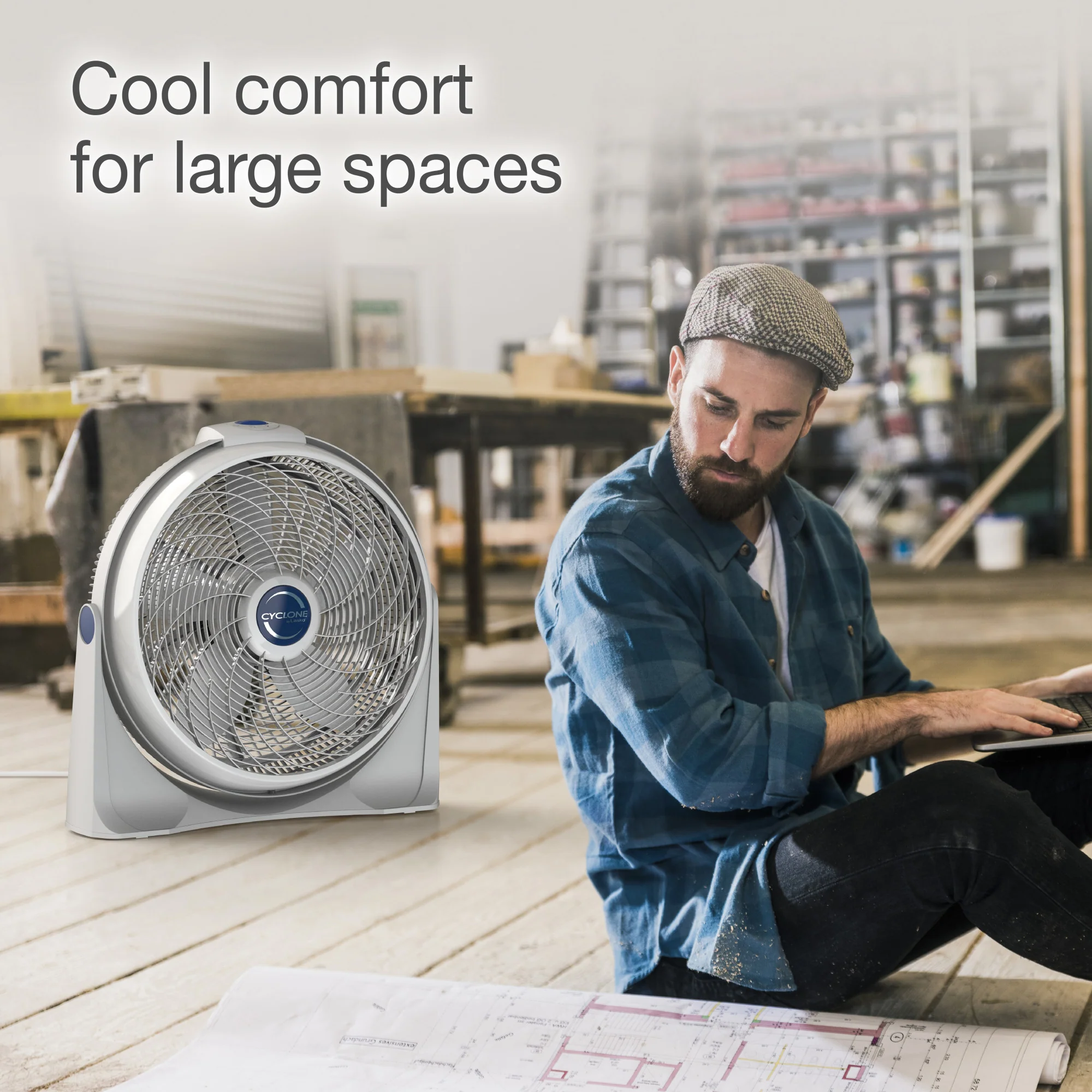 Lasko Cyclone 20" Air Circulator Fan: Wall Mount, 3-Speed, Pivoting, White - Image 3