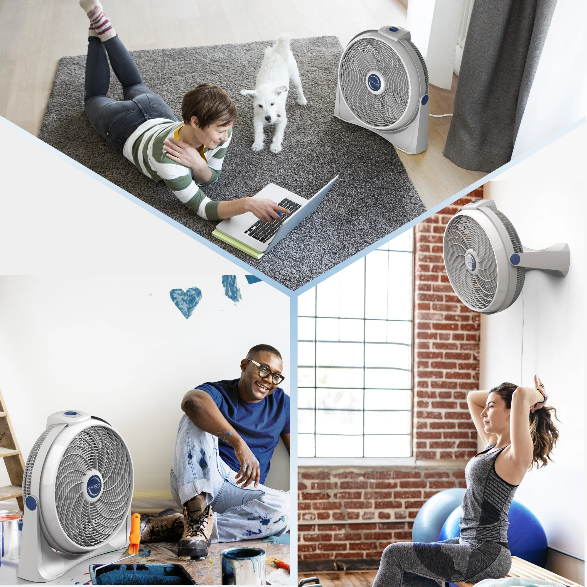Lasko Cyclone 20" Air Circulator Fan: Wall Mount, 3-Speed, Pivoting, White - Image 7