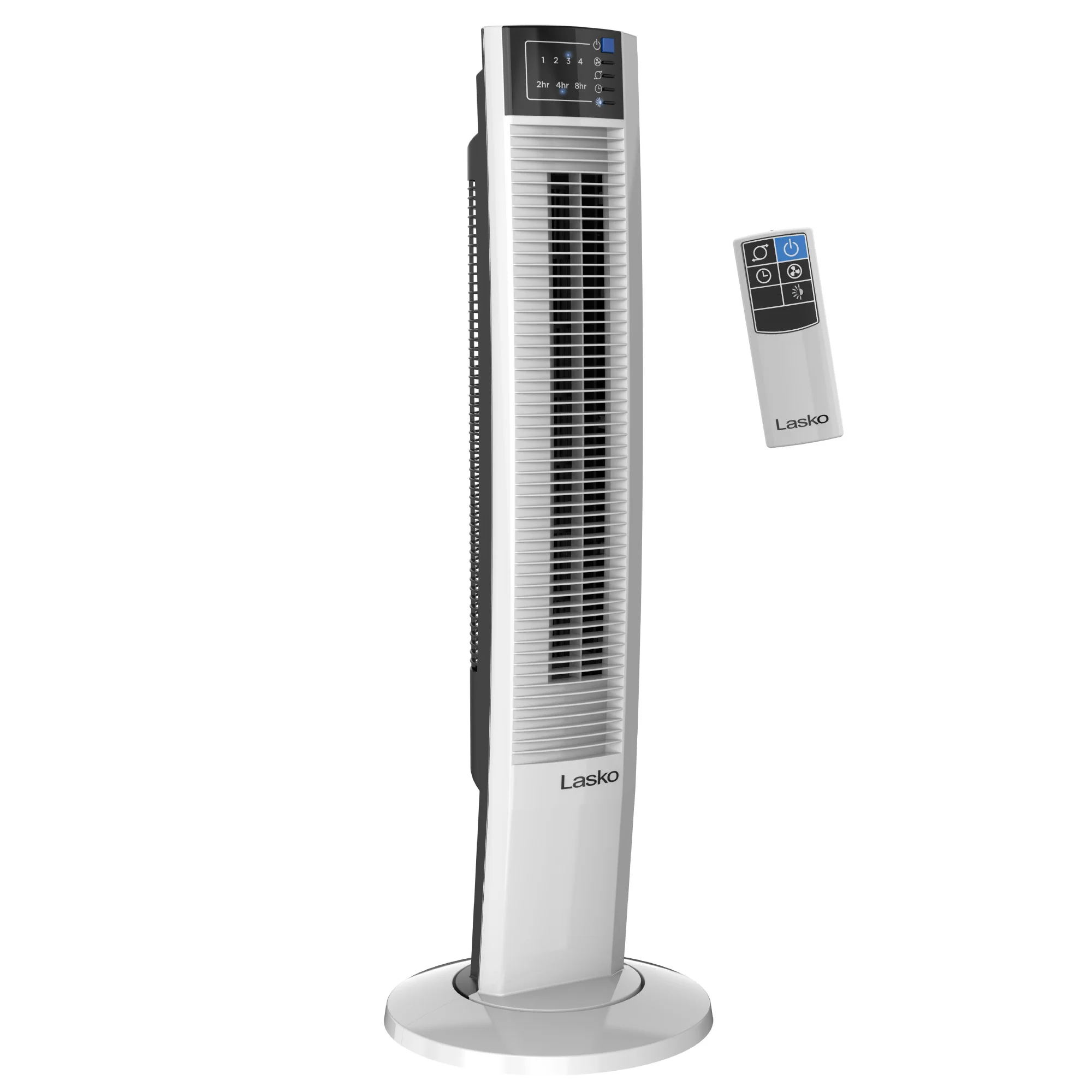 Lasko Wind Tower 35" Tower Fan: Oscillating, 4-Speed, Remote, Timer, White