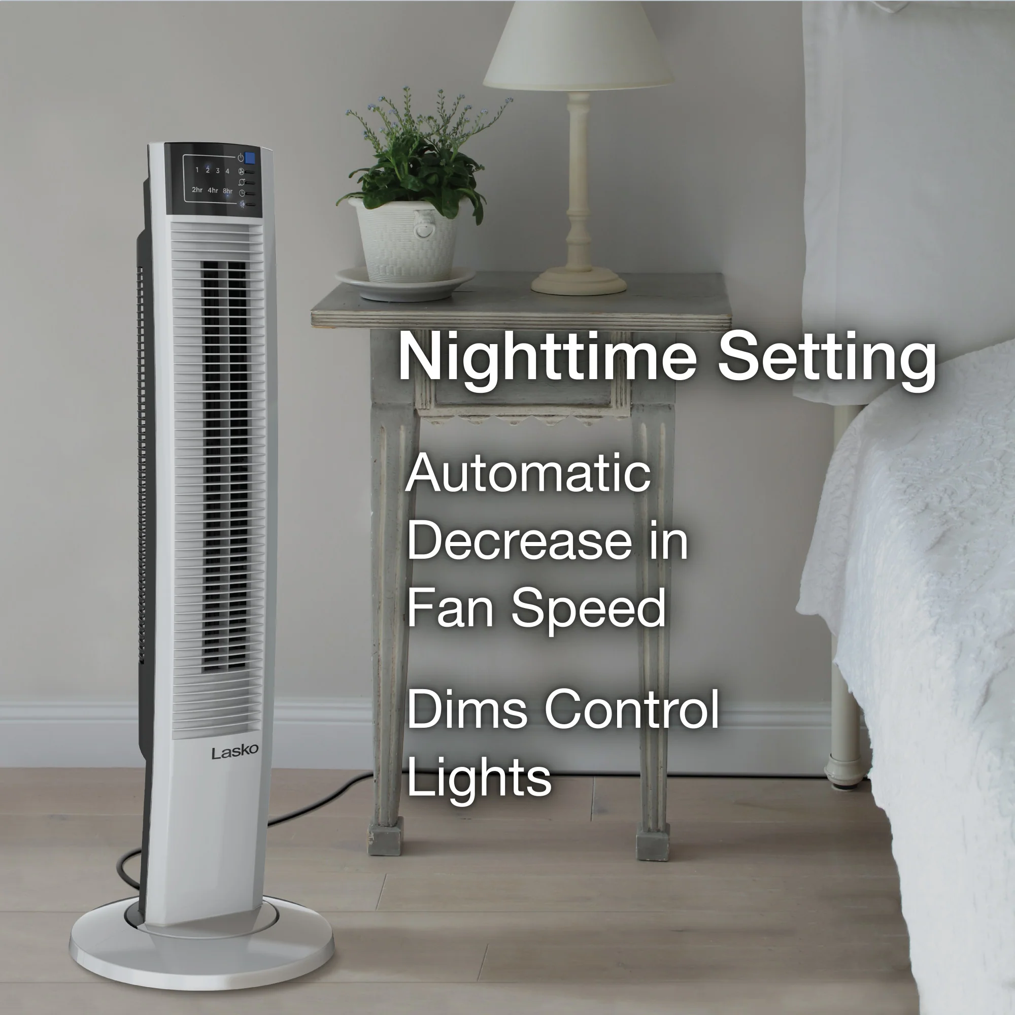 Lasko Wind Tower 35" Tower Fan: Oscillating, 4-Speed, Remote, Timer, White - Image 3