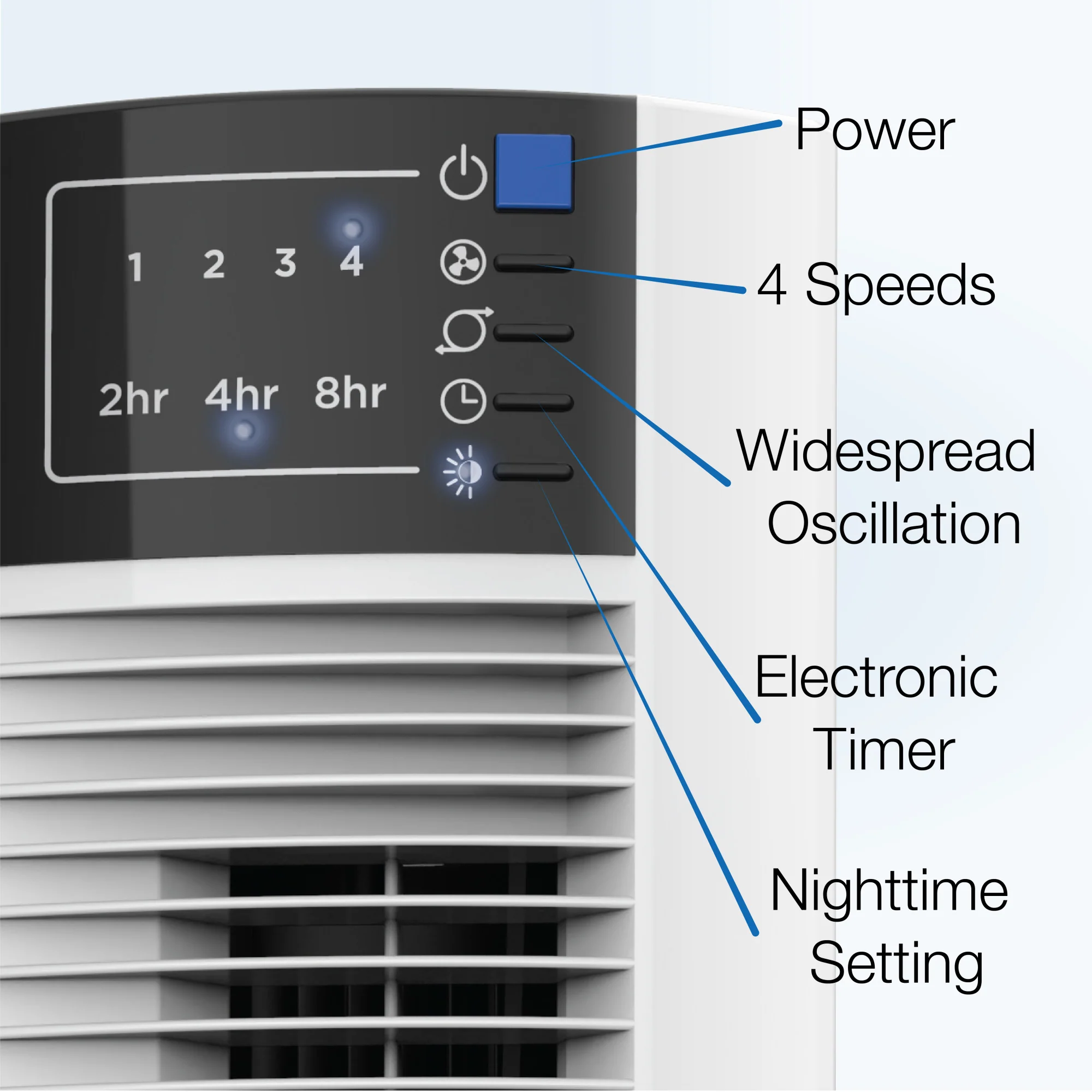 Lasko Wind Tower 35" Tower Fan: Oscillating, 4-Speed, Remote, Timer, White - Image 4