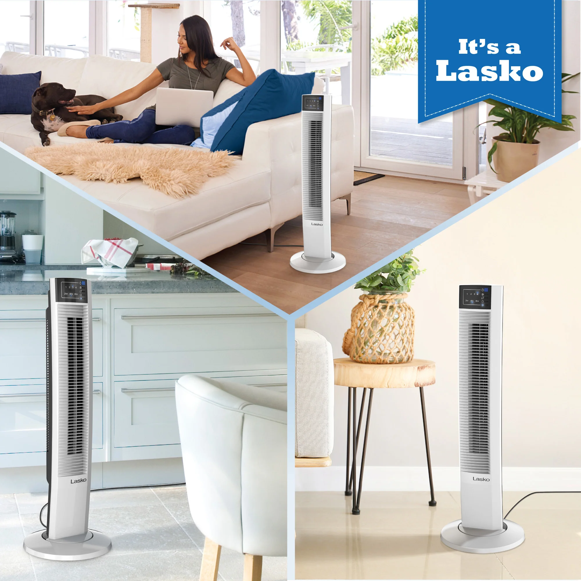 Lasko Wind Tower 35" Tower Fan: Oscillating, 4-Speed, Remote, Timer, White - Image 7
