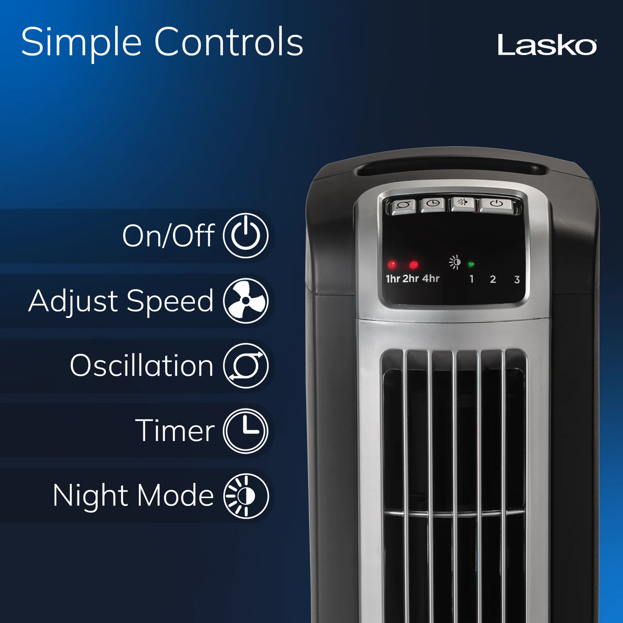 Lasko 36" Tower Fan: Oscillating, 3-Speed, Remote, Timer, Black - Image 4