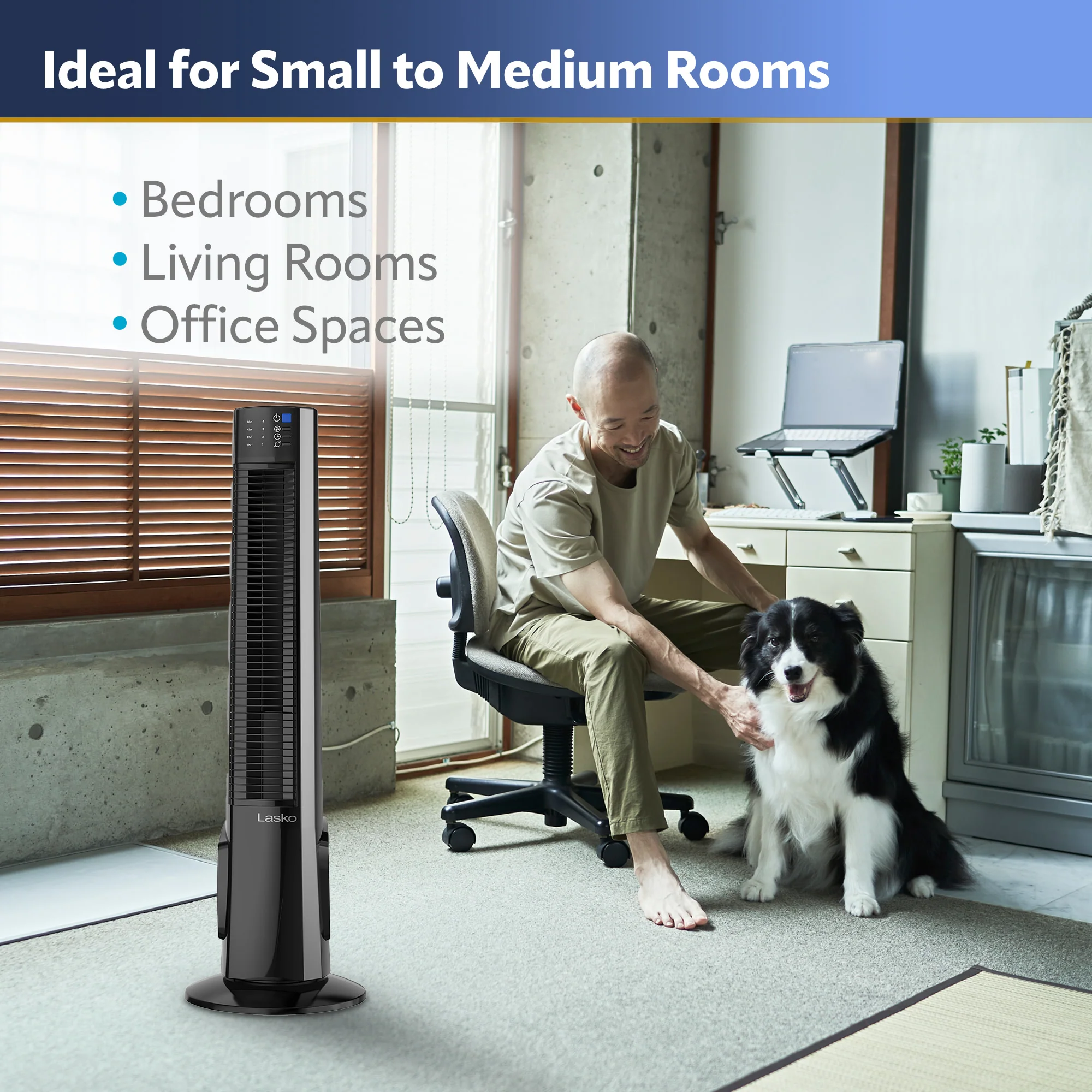 Lasko 38" Hybrid Tower Fan: Oscillating, 4-Speed, Remote, Timer, Black - Image 7