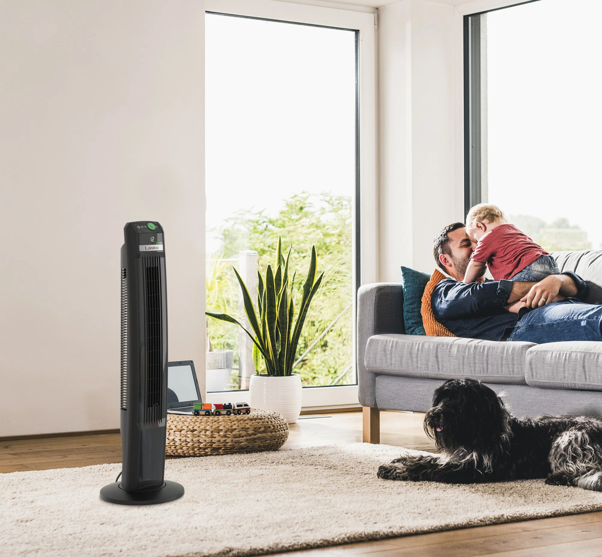 Lasko EcoQuiet 42" DC Tower Fan: Oscillating, 12-Speed, Remote, Black - Image 14