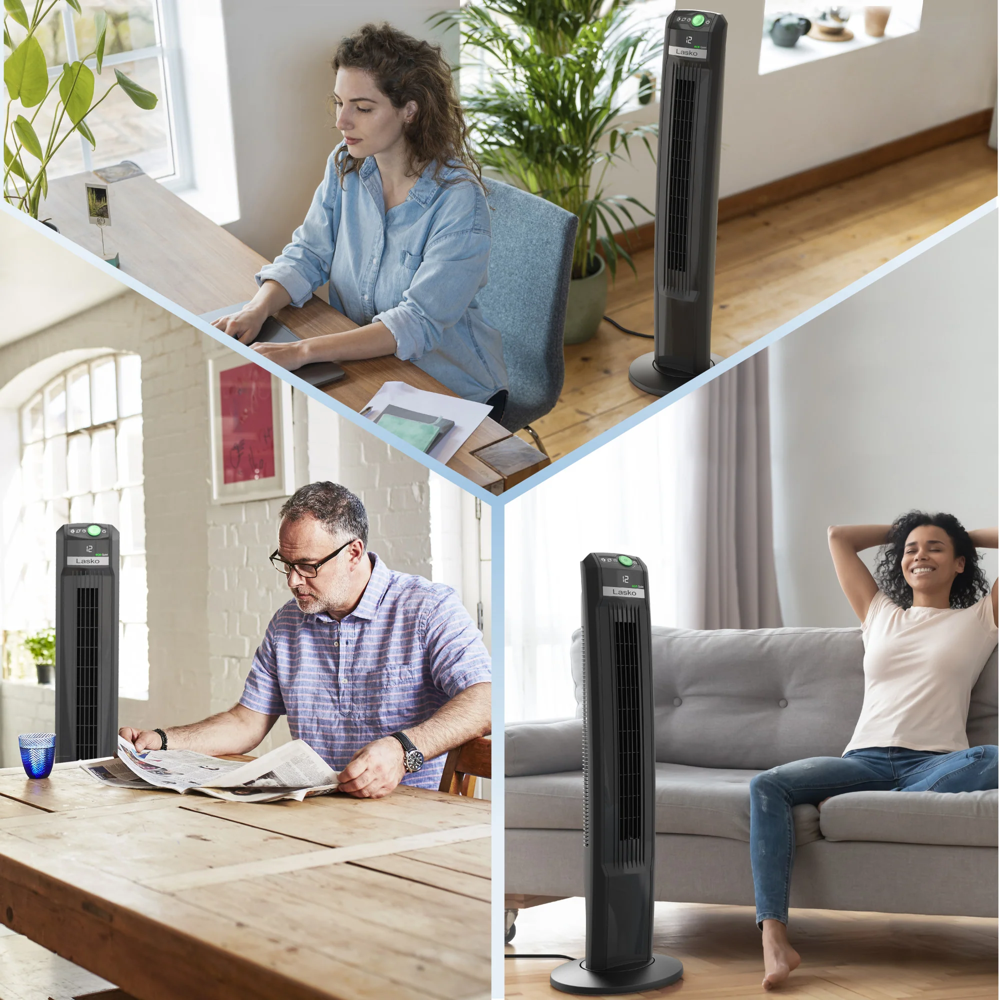 Lasko EcoQuiet 42" DC Tower Fan: Oscillating, 12-Speed, Remote, Black - Image 7