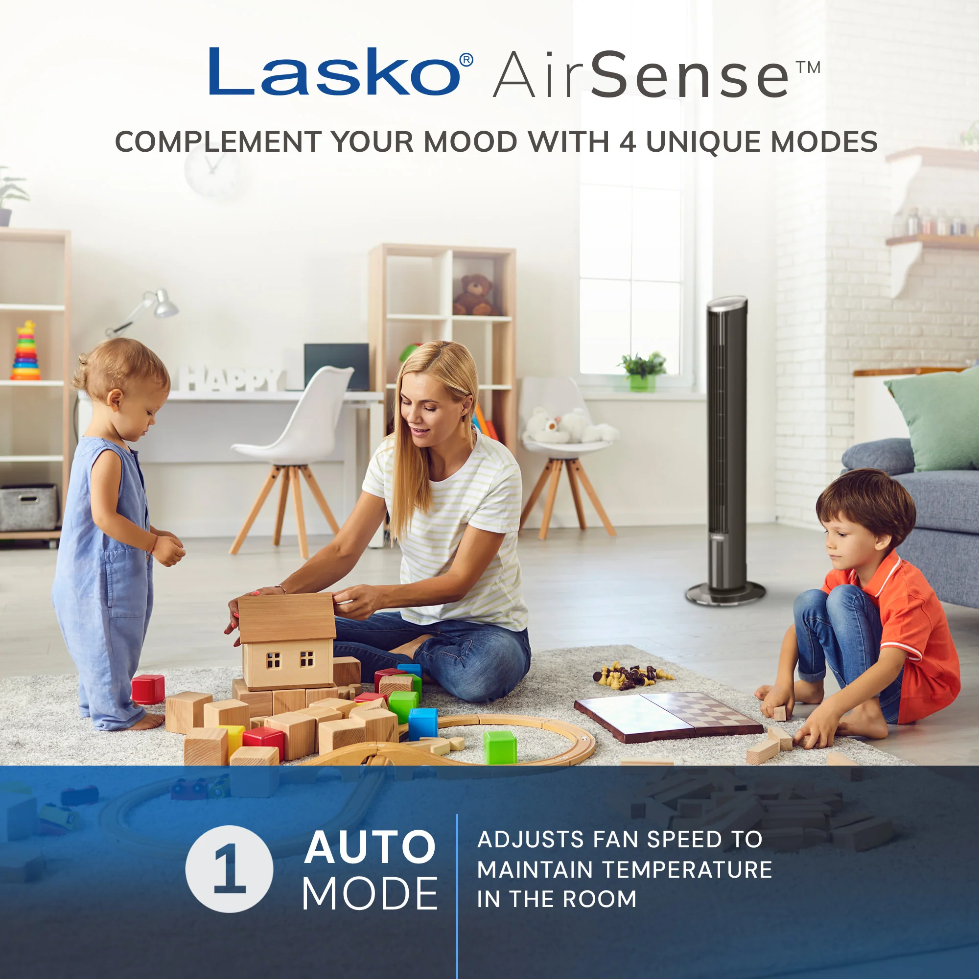 Lasko 42" DC Tower Fan: Oscillating, 12-Speed, Remote, Timer, Black - Image 4