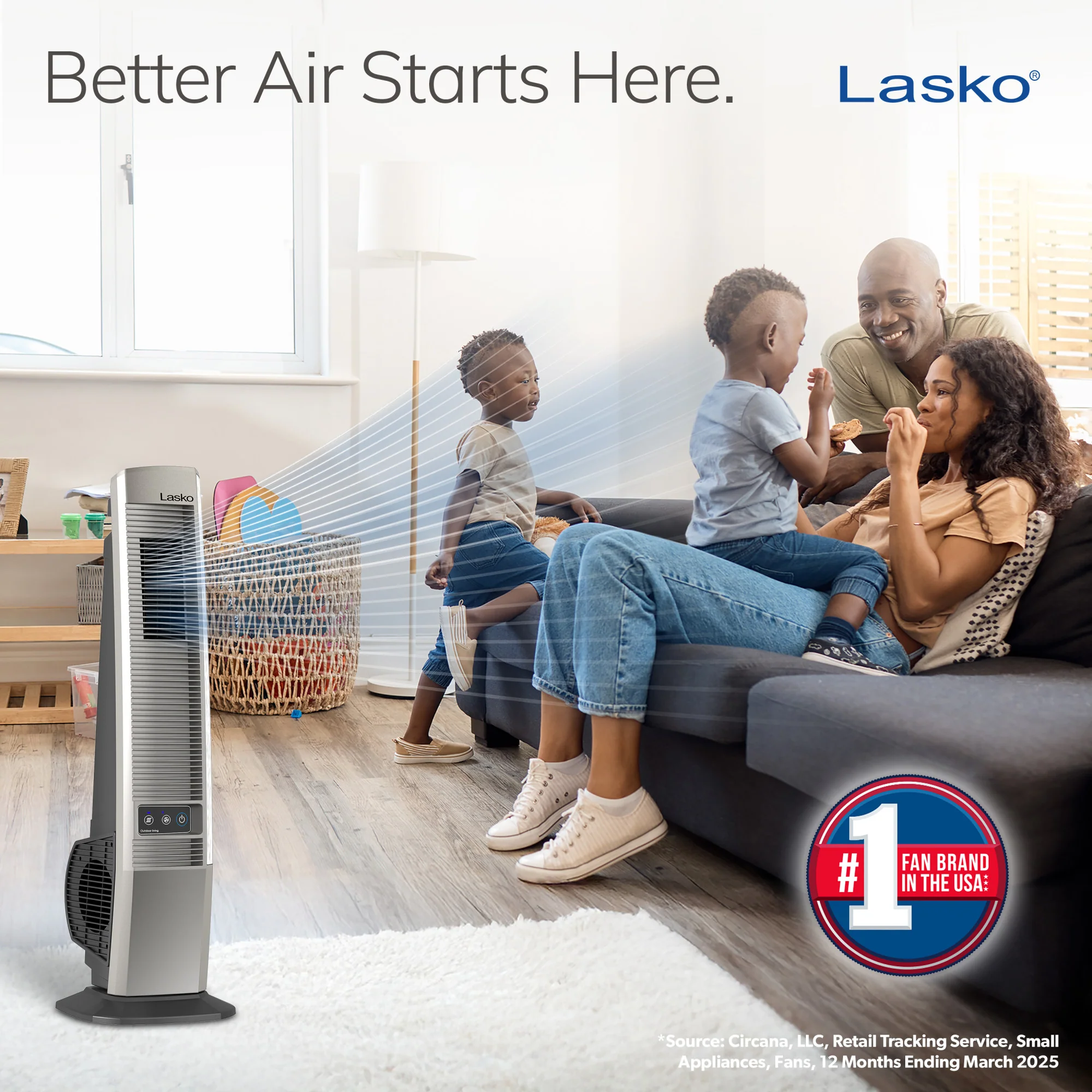 Lasko 42" Outdoor Tower Fan: Oscillating, 4-Speed, Brown - Image 2