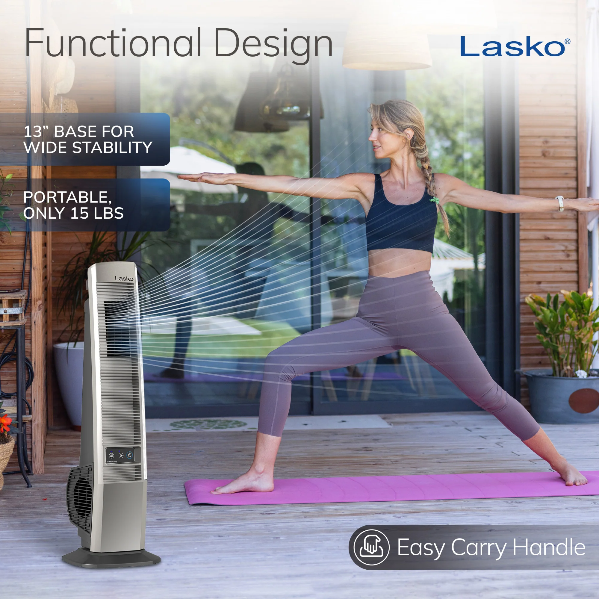 Lasko 42" Outdoor Tower Fan: Oscillating, 4-Speed, Brown - Image 4