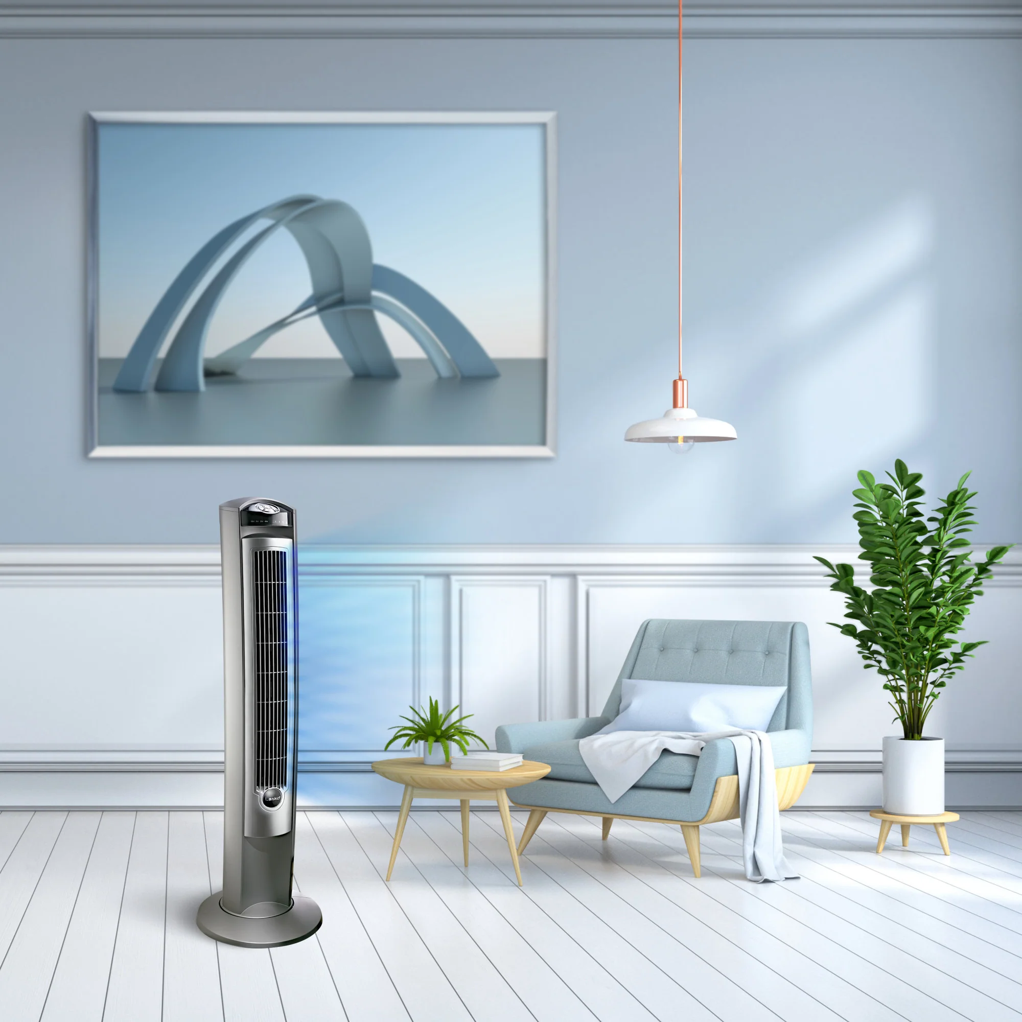 Lasko Wind Curve 42" Tower Fan: Oscillating, 3-Speed, Remote, Timer, Silver - Image 14