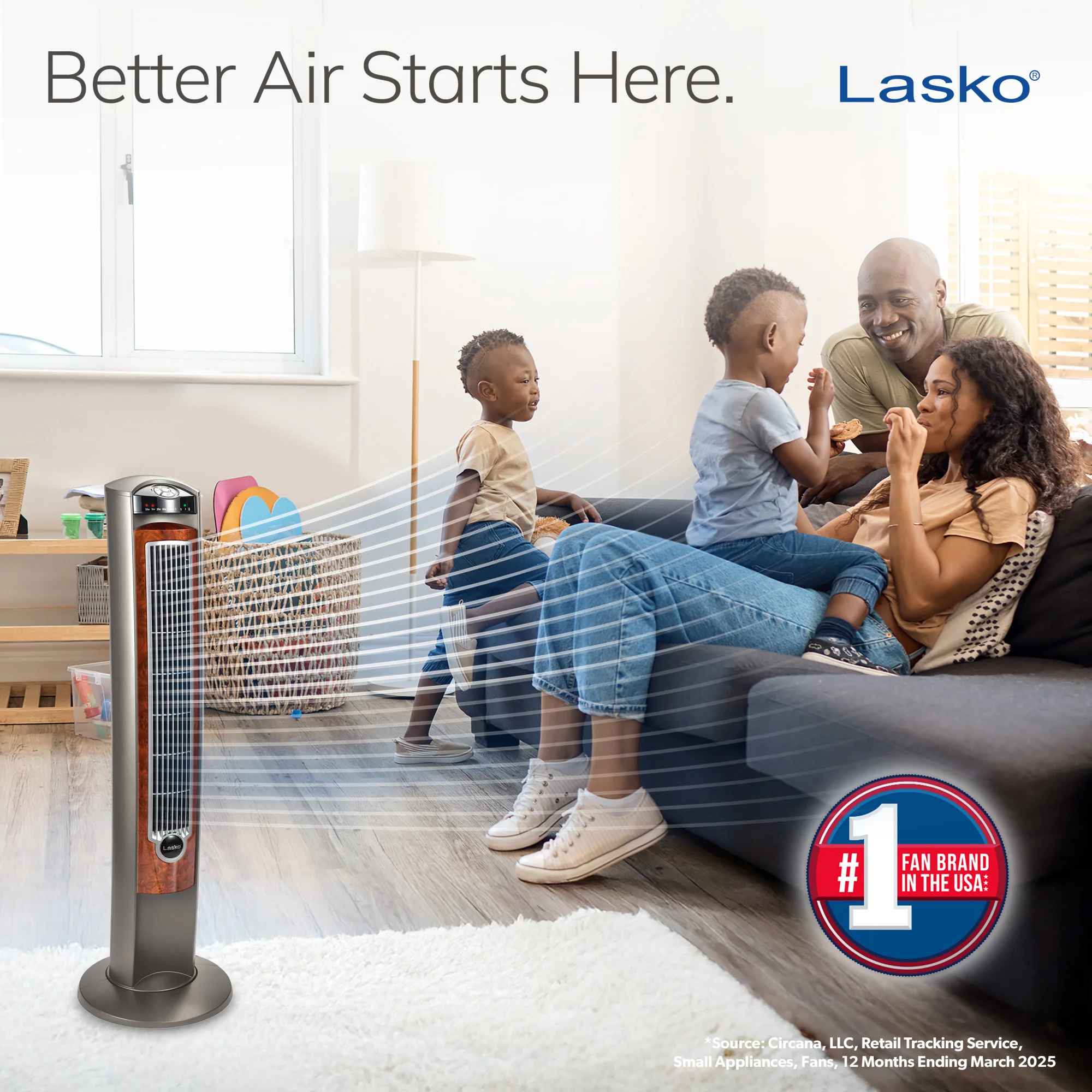 Lasko Wind Curve 42" Tower Fan: Oscillating, 3-Speed, Remote, Timer, Gray - Image 2