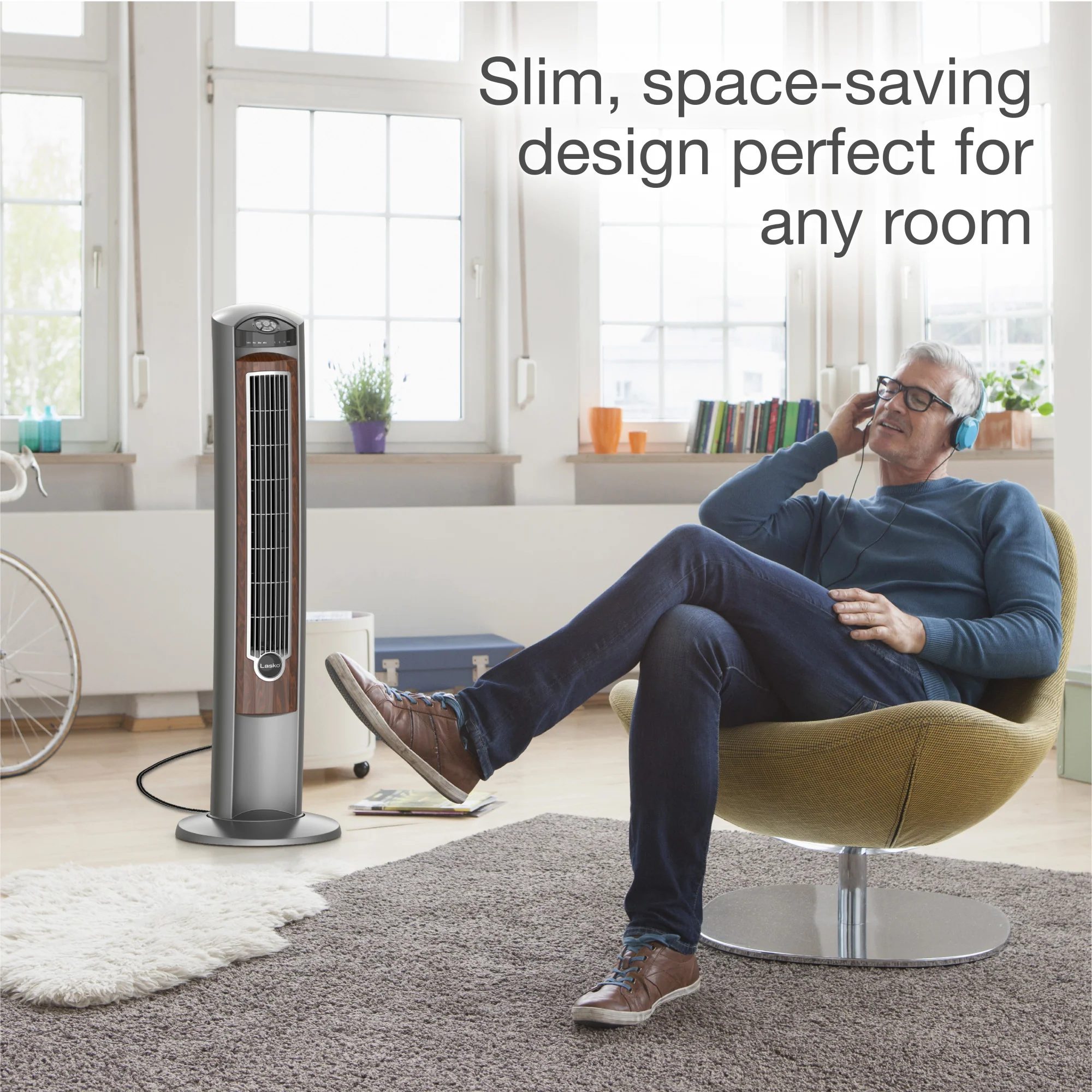 Lasko Wind Curve 42" Tower Fan: Oscillating, 3-Speed, Remote, Ionizer, Brown - Image 3