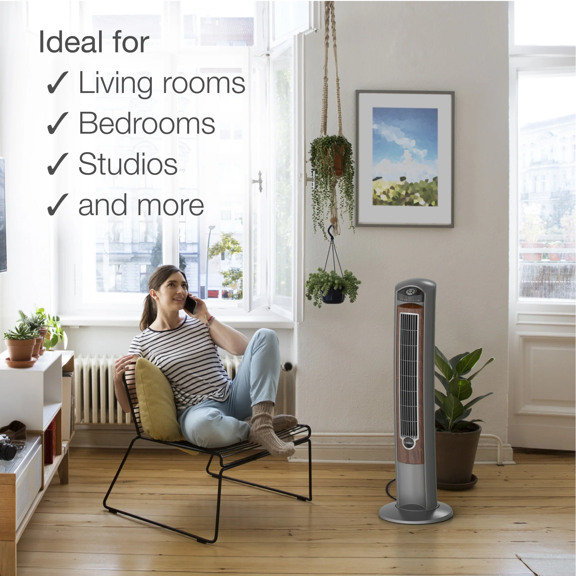 Lasko Wind Curve 42" Tower Fan: Oscillating, 3-Speed, Remote, Ionizer, Brown - Image 5