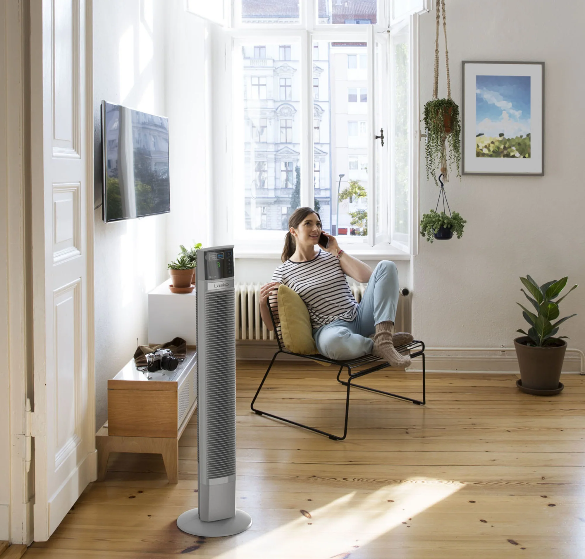 Lasko 47" Smart Tower Fan: Oscillating, 4-Speed, Timer, Alexa Enabled, White - Image 11