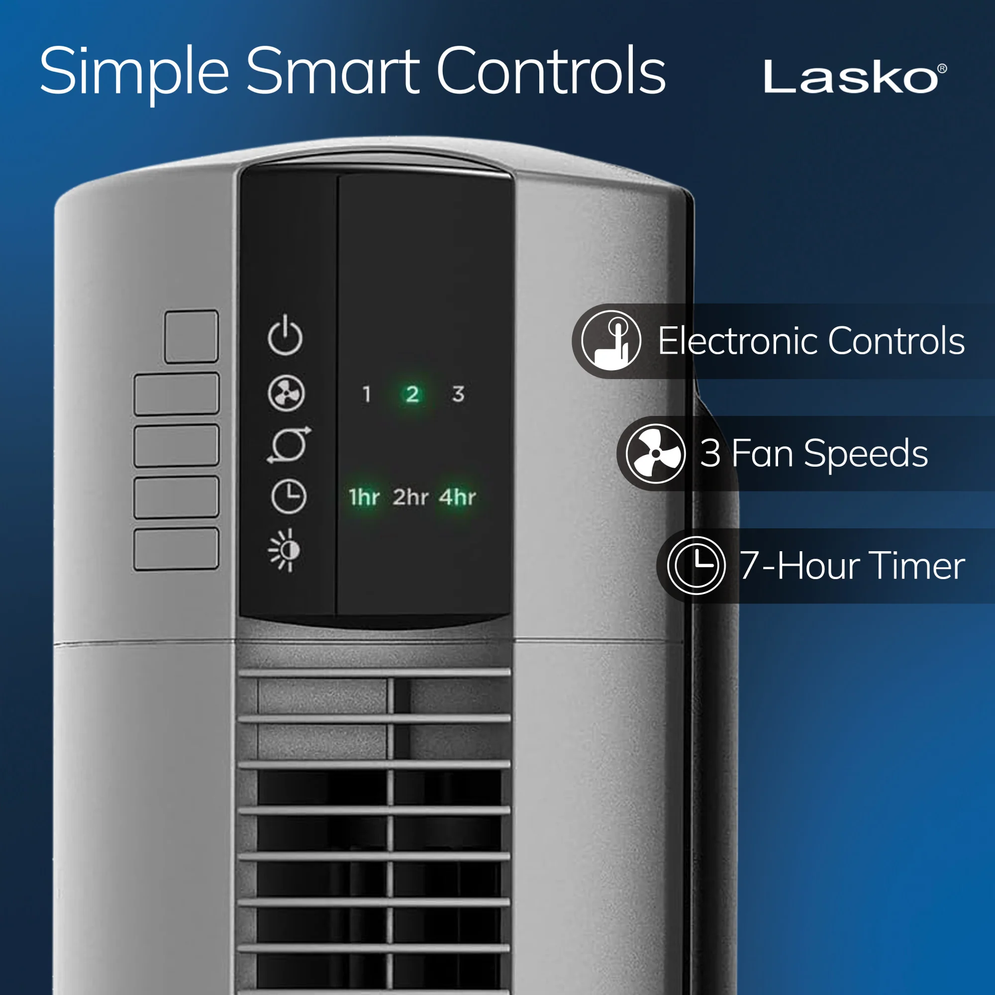 Lasko 48" Tower Fan: Oscillating, 3-Speed, Remote, Timer, Gray - Image 3