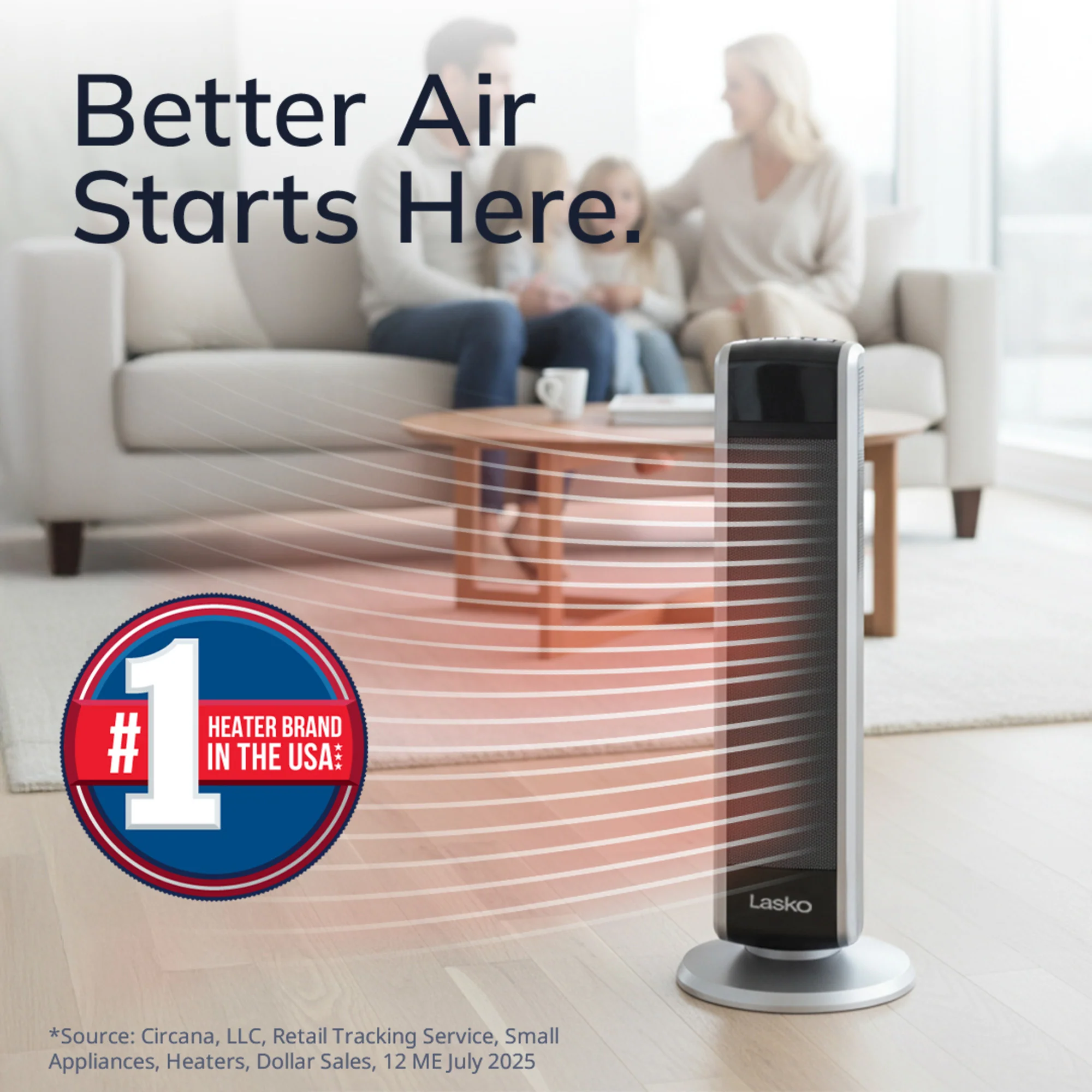 Lasko 29" Digital Ceramic Tower Heater (2 heat settings, remote, timer, black/silver) - Image 2