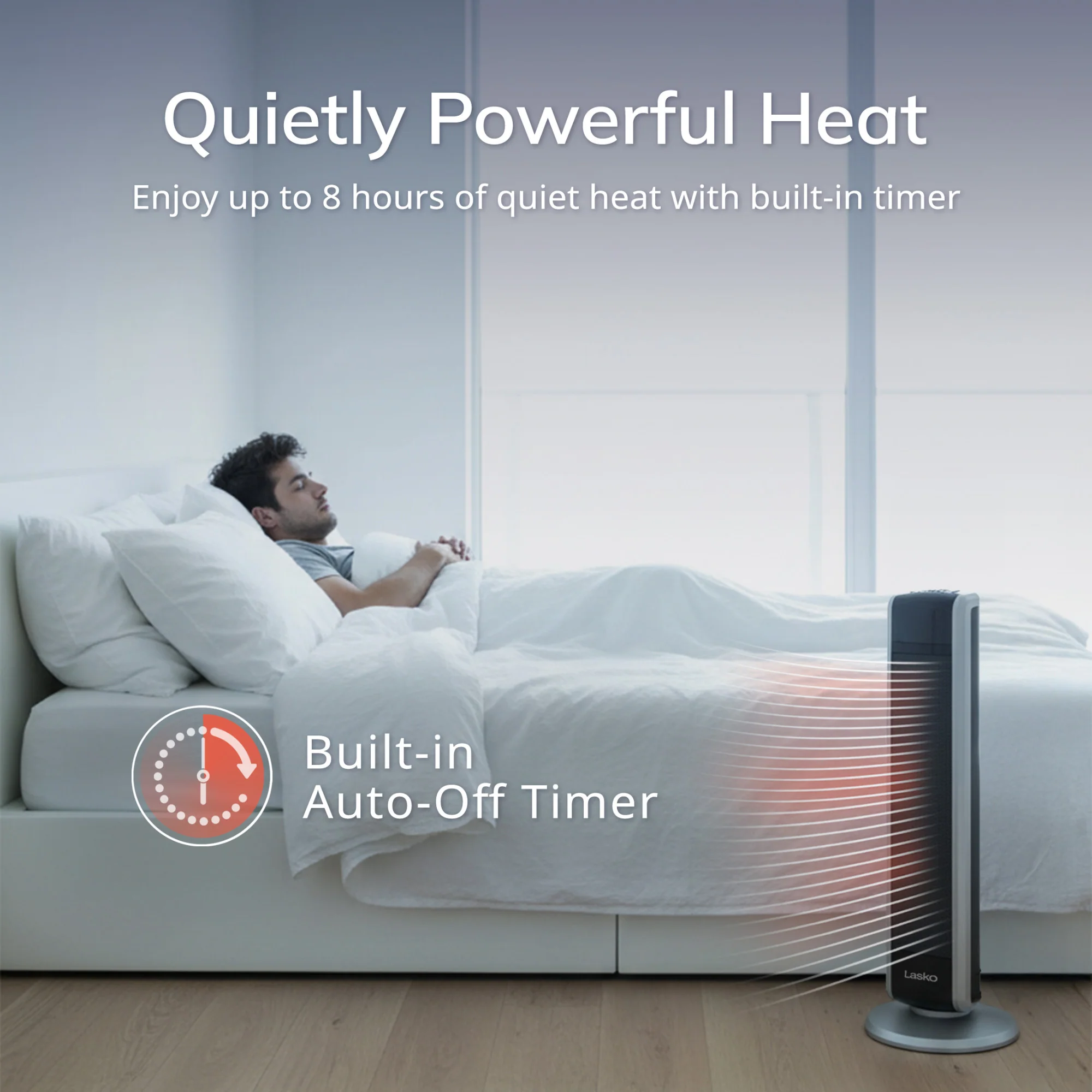 Lasko 29" Digital Ceramic Tower Heater (2 heat settings, remote, timer, black/silver) - Image 7