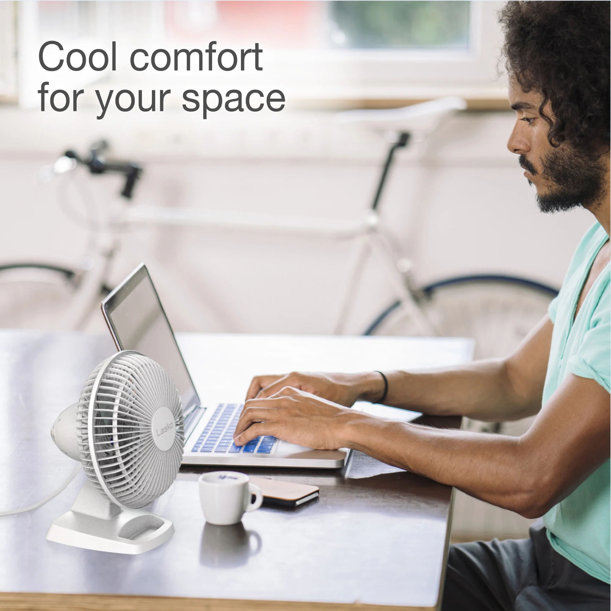 Lasko 6" Personal Table Fan: 2-Speed, Tilting Head, Storage Tray, White - Image 3