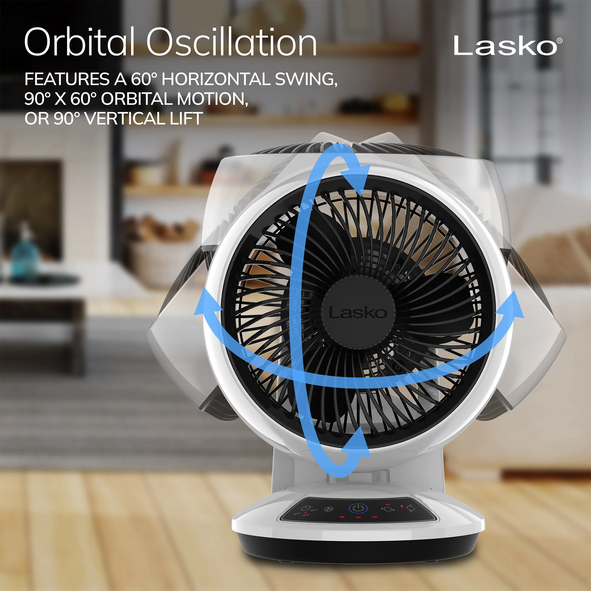 Lasko Whirlwind 7" Table Fan: Dual Oscillation, 3-Speed, Remote, White - Image 3