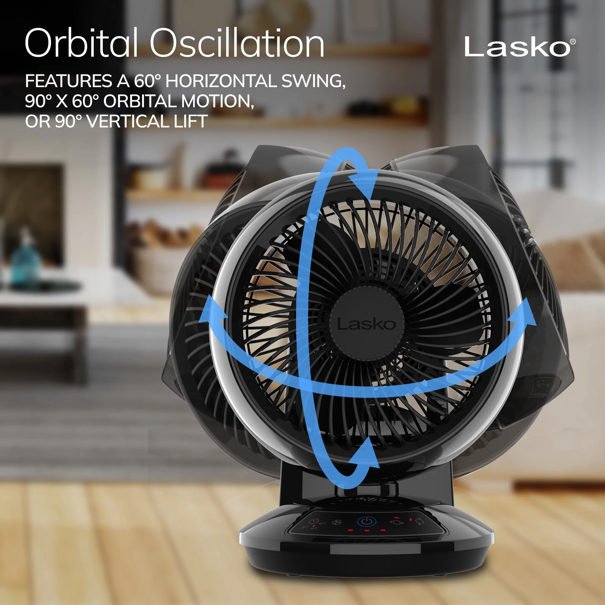 Lasko Whirlwind 7" Table Fan: Dual Oscillation, 3-Speed, Remote, Black - Image 3