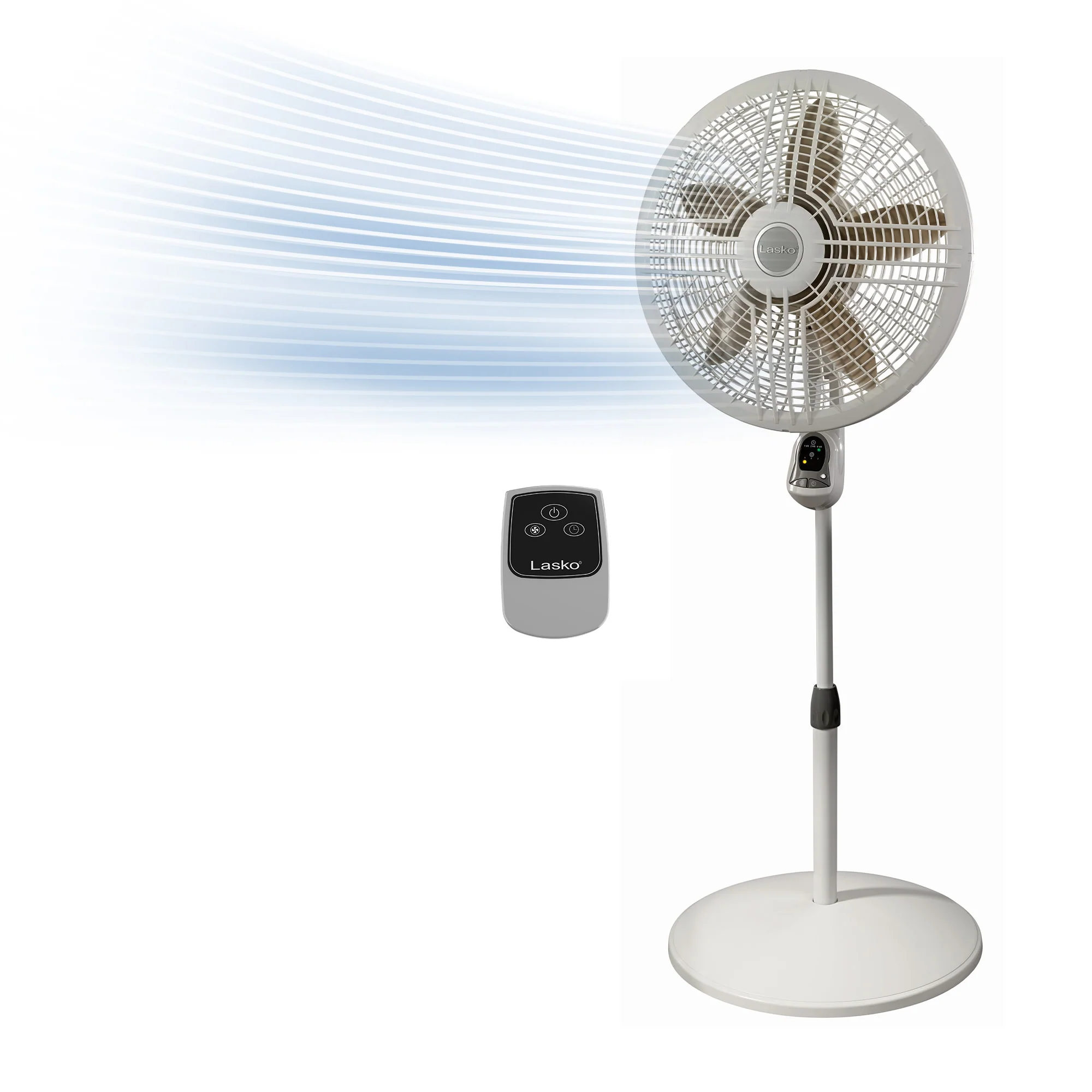 Lasko 18" Pedestal Fan: Oscillating, 3-Speed, Remote, Timer, White