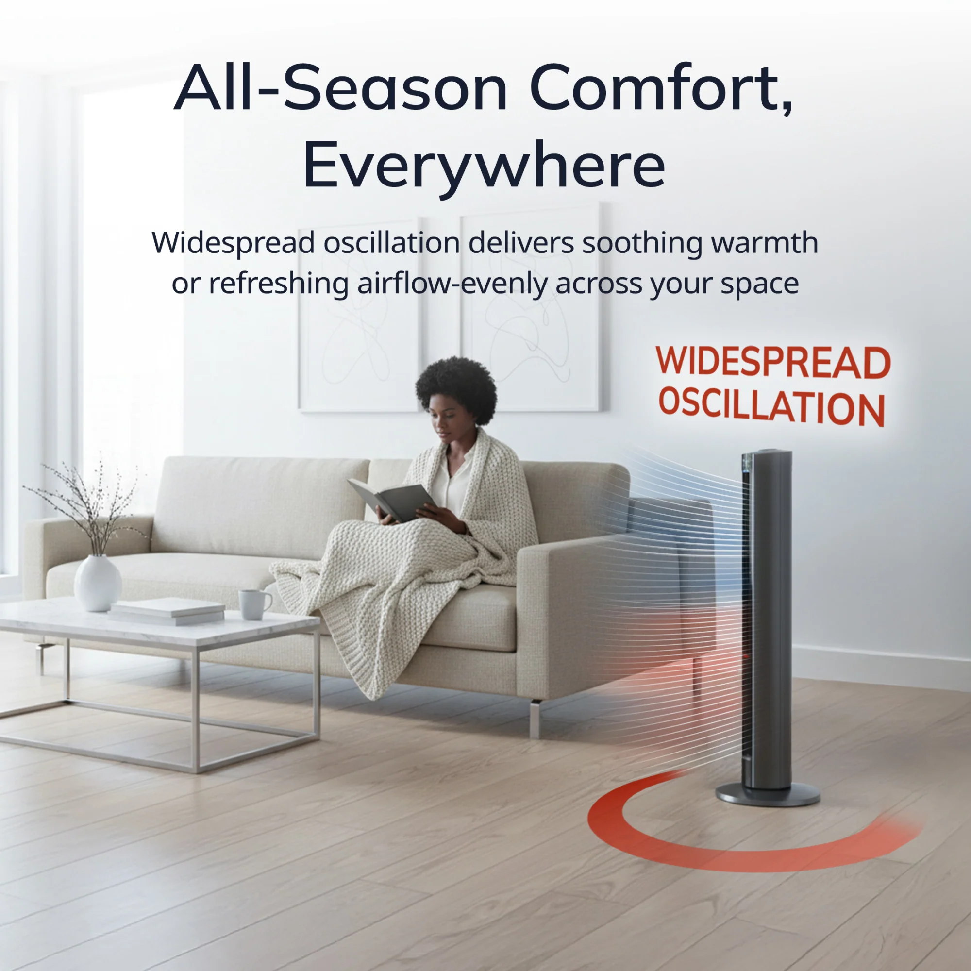 Lasko All Season Tower Fan and Space Heater with Remote, FH515, Black - Image 3
