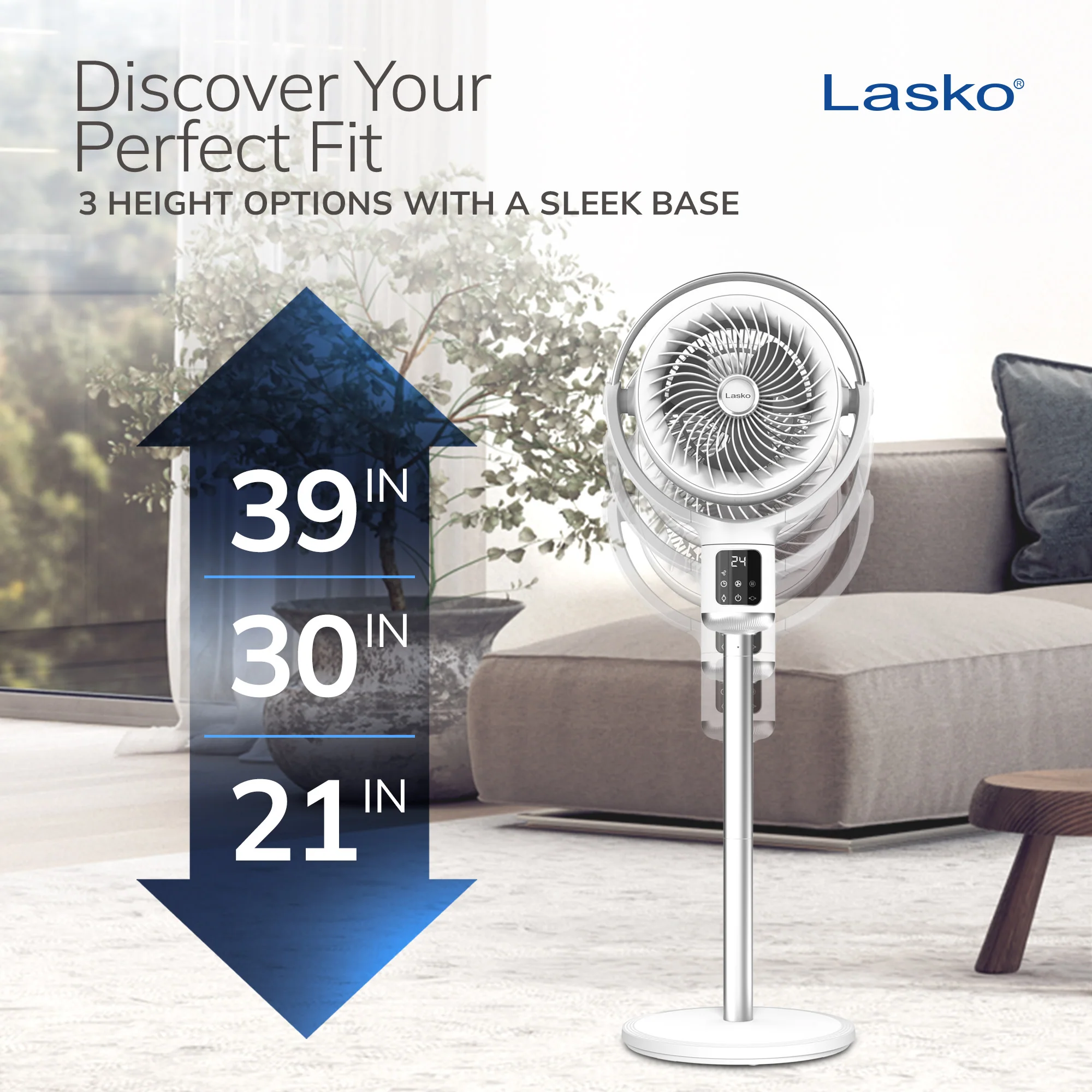 Lasko Whirlwind 7" DC Pedestal Fan: Dual Oscillation, 24-Speed, Remote, Timer, White - Image 8