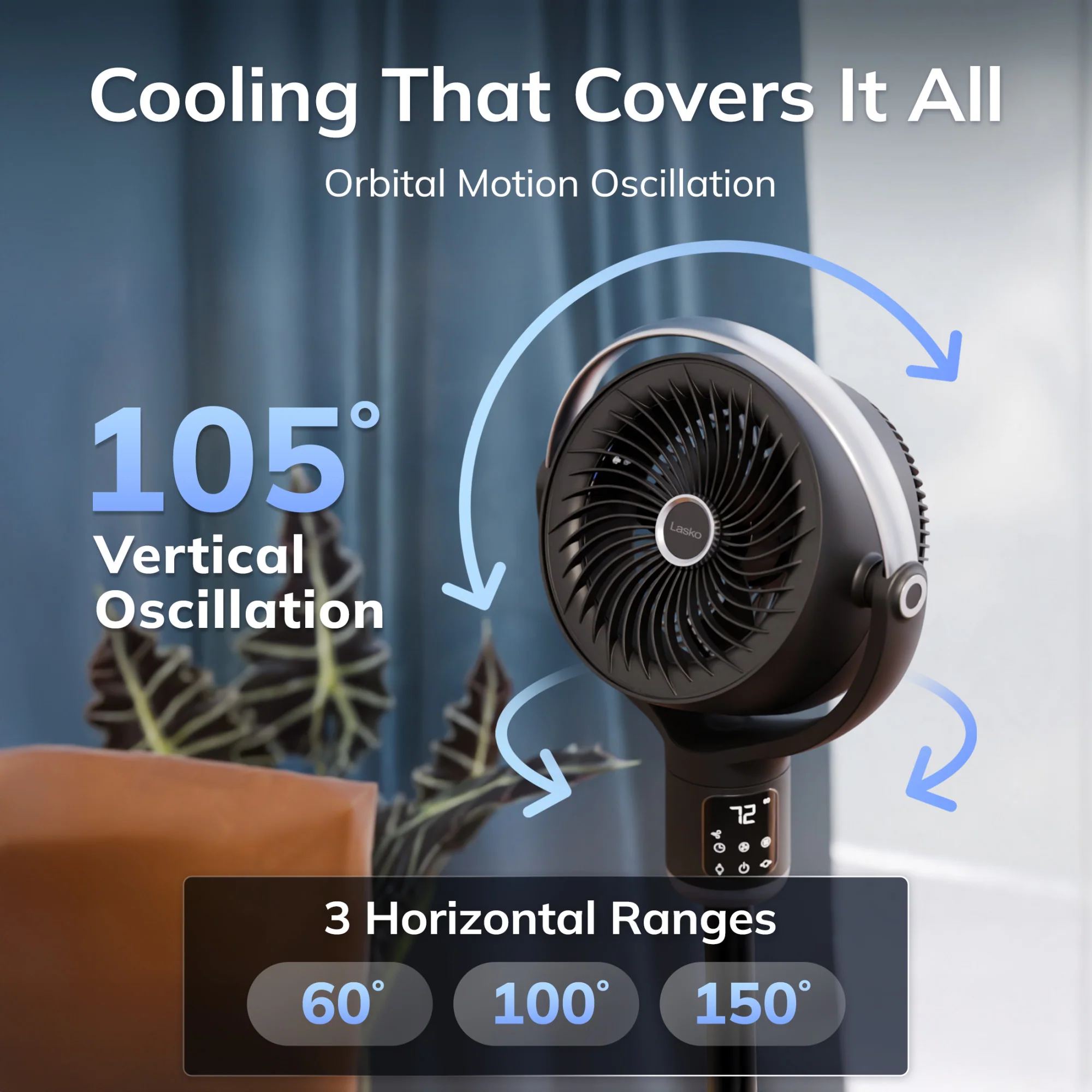 Lasko Whirlwind 7" DC Pedestal Fan: Dual Oscillation, 24-Speed, Remote, Timer, Black - Image 6