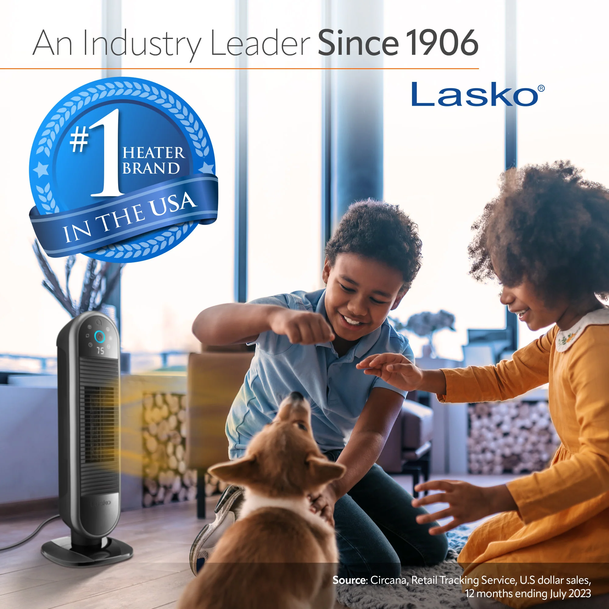 Lasko Aria™ 22" Ceramic Tower Heater (3 heat settings, remote, timer, smart, black) - Image 2