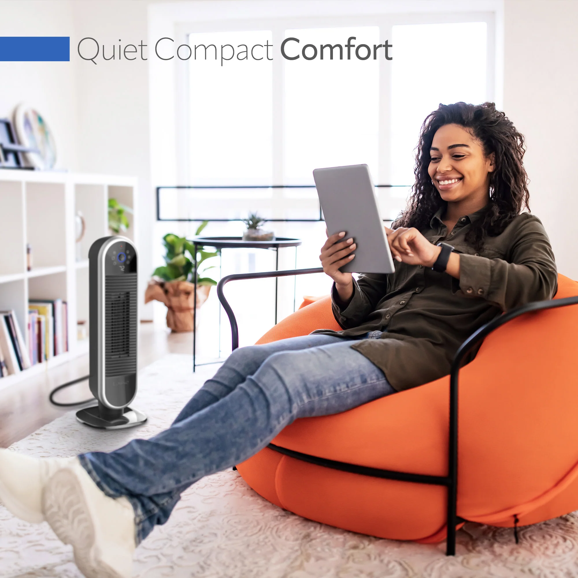 Lasko Aria™ 22" Ceramic Tower Heater (3 heat settings, remote, timer, smart, black) - Image 5