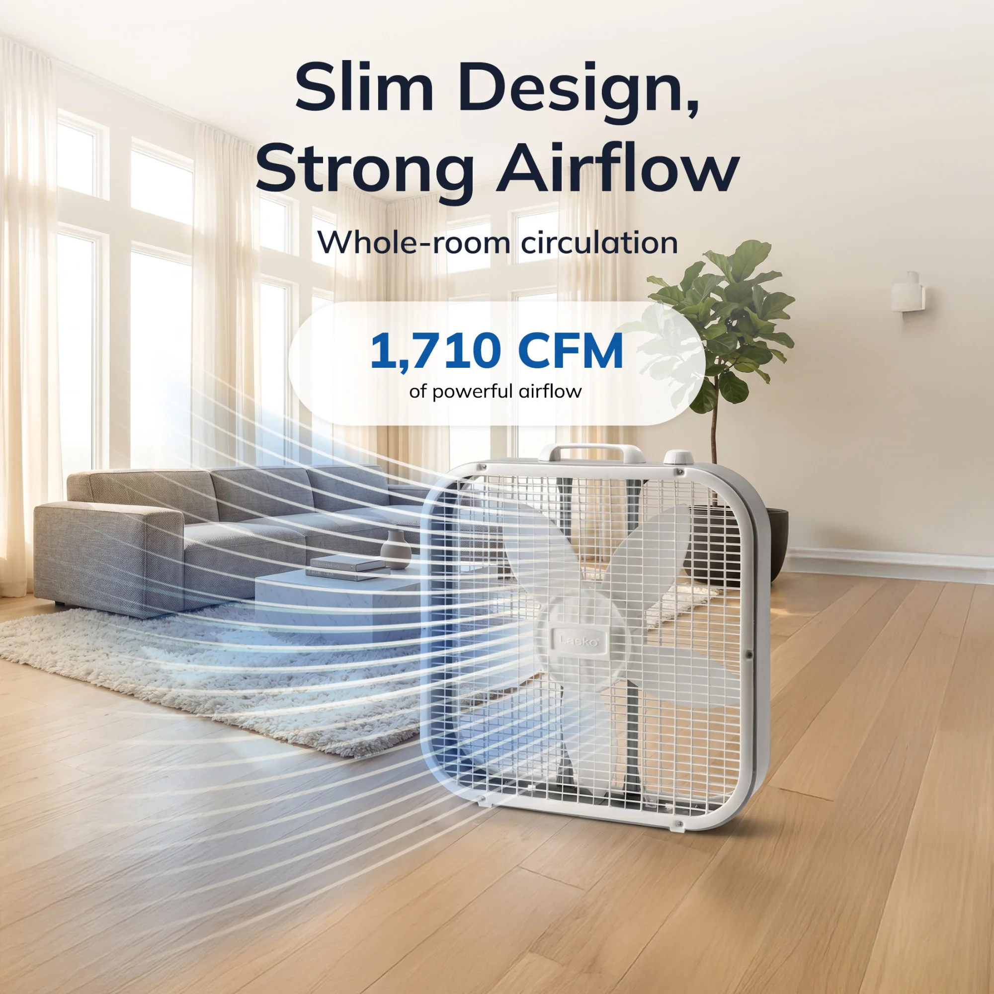 Lasko 20" Box Fan: 3-Speed, Weather-Resistant Motor, White - Image 2