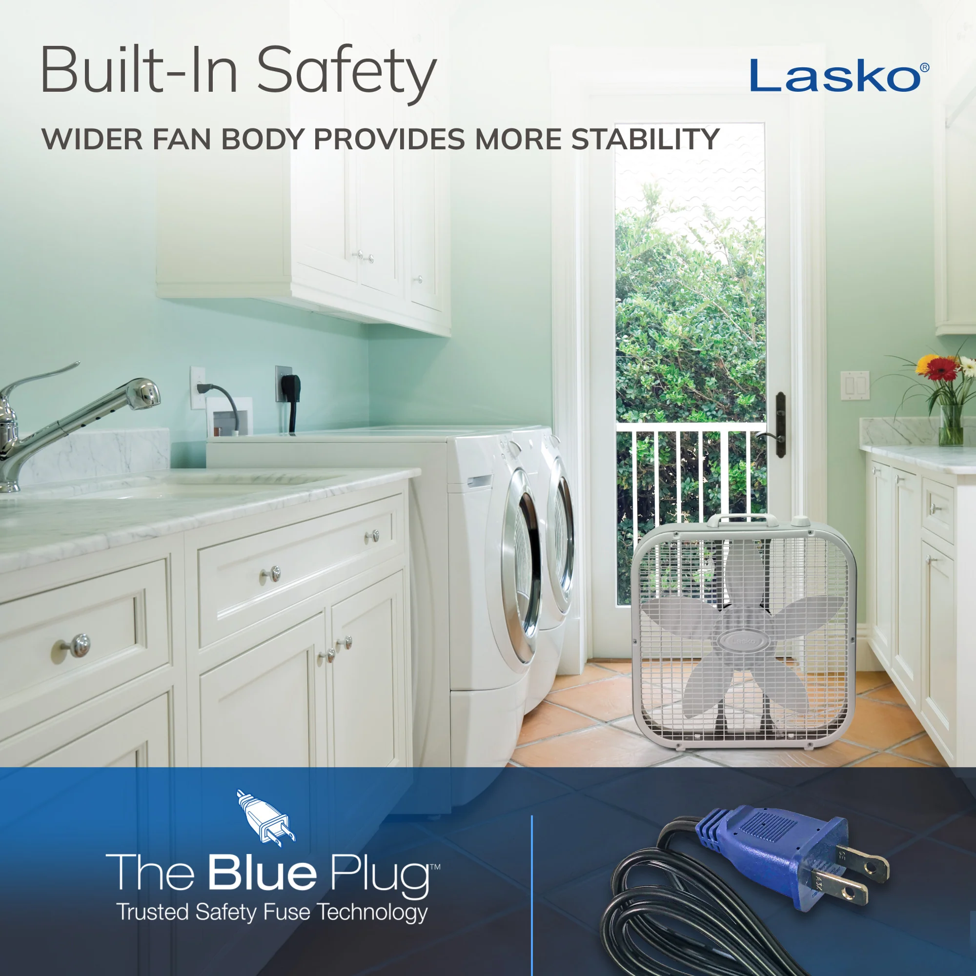 Lasko 20" Box Fan: 3-Speed, Weather-Resistant Motor, Gray - Image 6