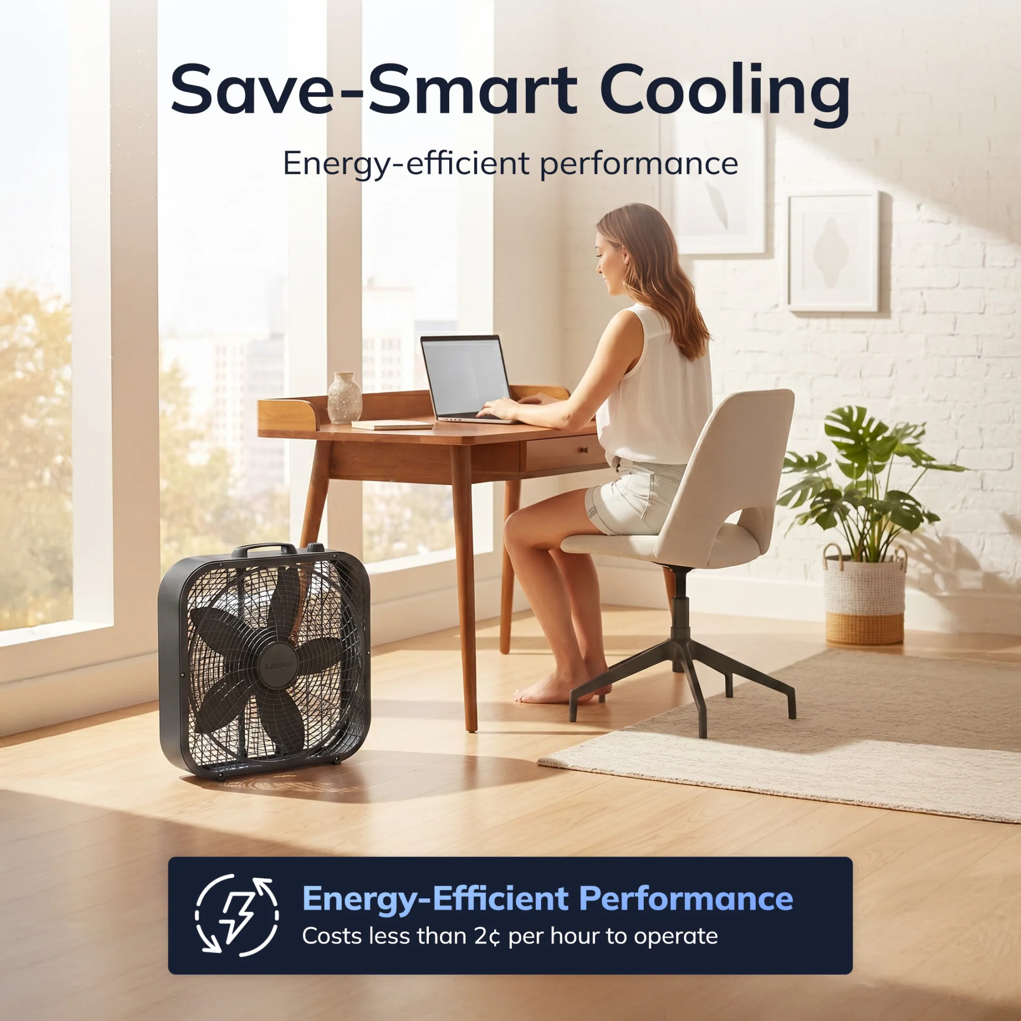 Lasko Cool Colors 20" Box Fan: 3-Speed, Weather-Resistant Motor, Black - Image 4
