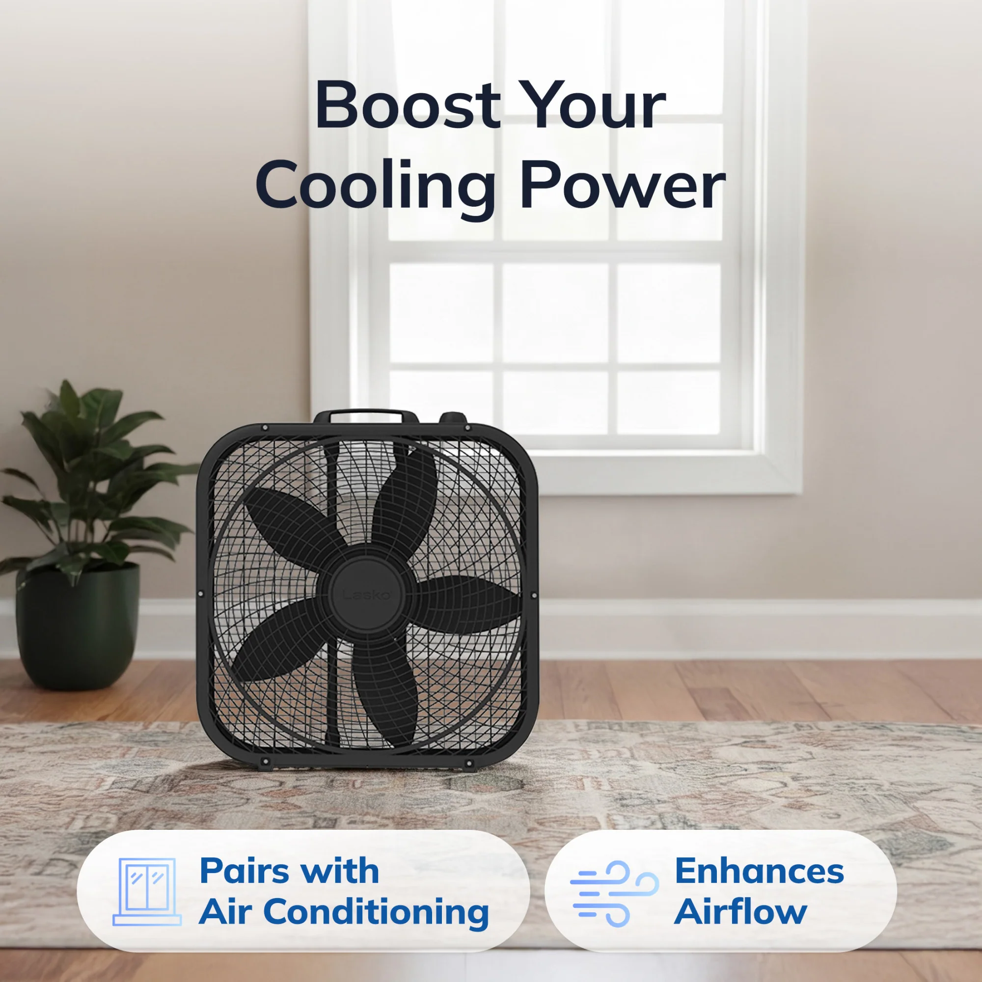 Lasko Cool Colors 20" Box Fan: 3-Speed, Weather-Resistant Motor, Black - Image 7