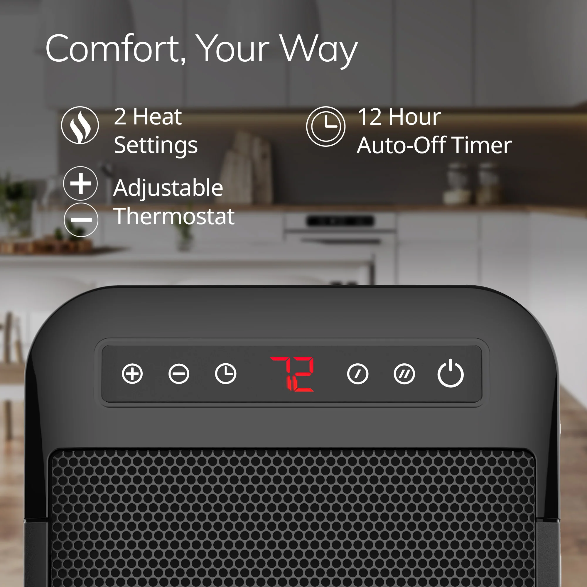 Lasko CD09101 MyHeat Max 9" Digital Ceramic Space Heater with Tip Switch, Black - Image 6