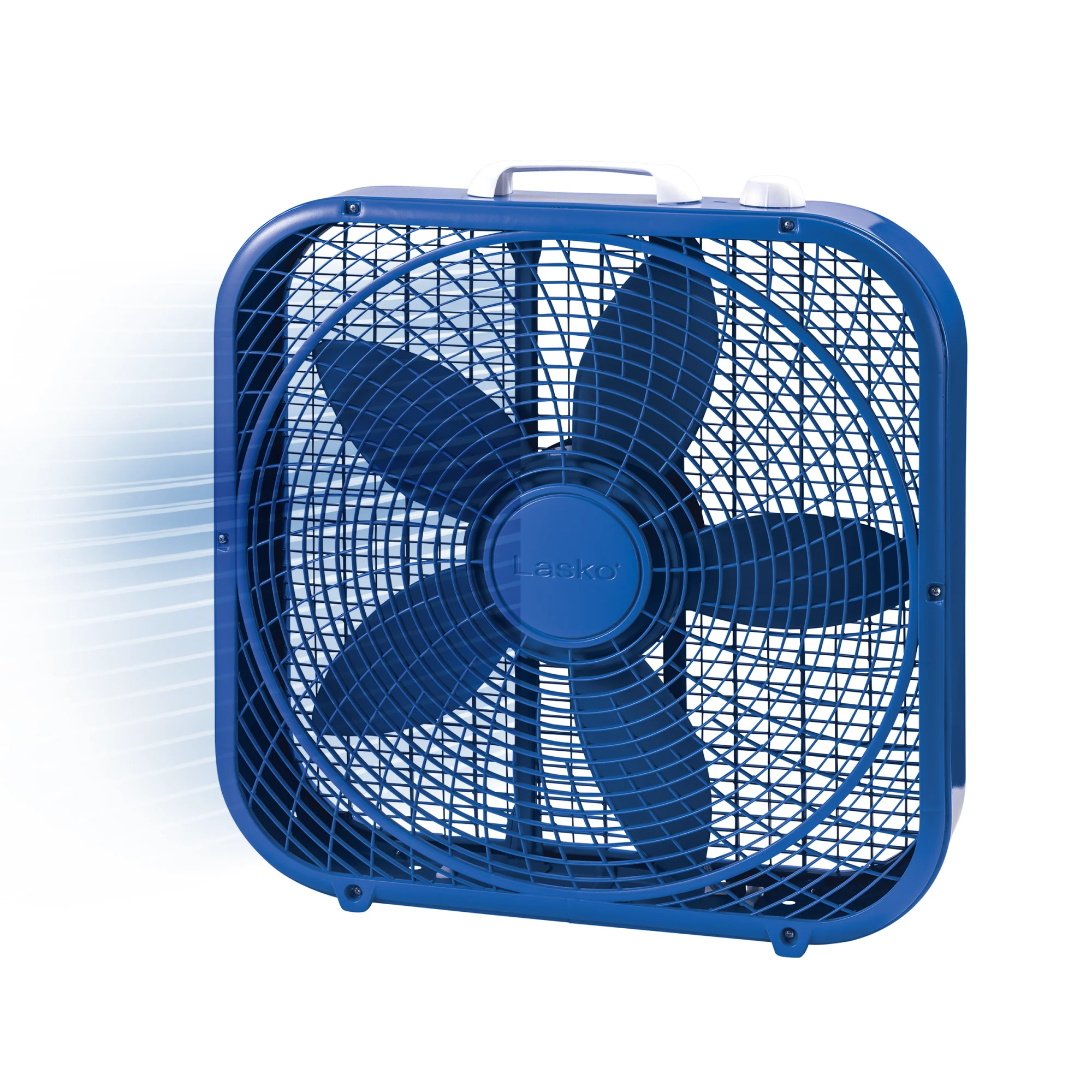Lasko Cool Colors 20" Box Fan: 3-Speed, Weather-Resistant Motor, Blue