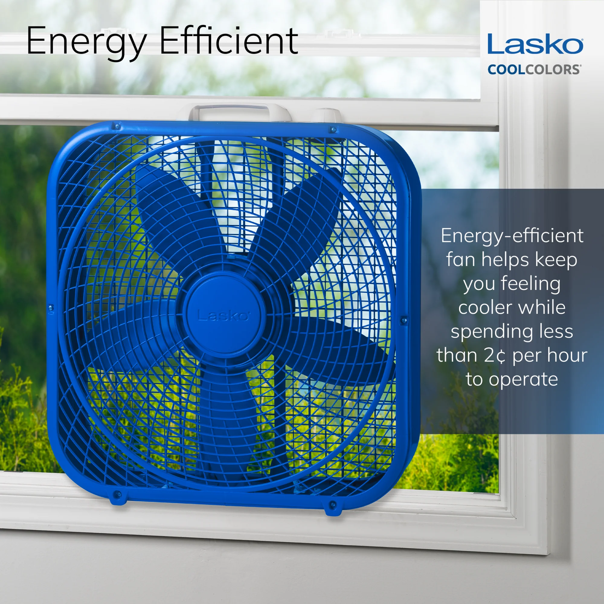 Lasko Cool Colors 20" Box Fan: 3-Speed, Weather-Resistant Motor, Blue - Image 5