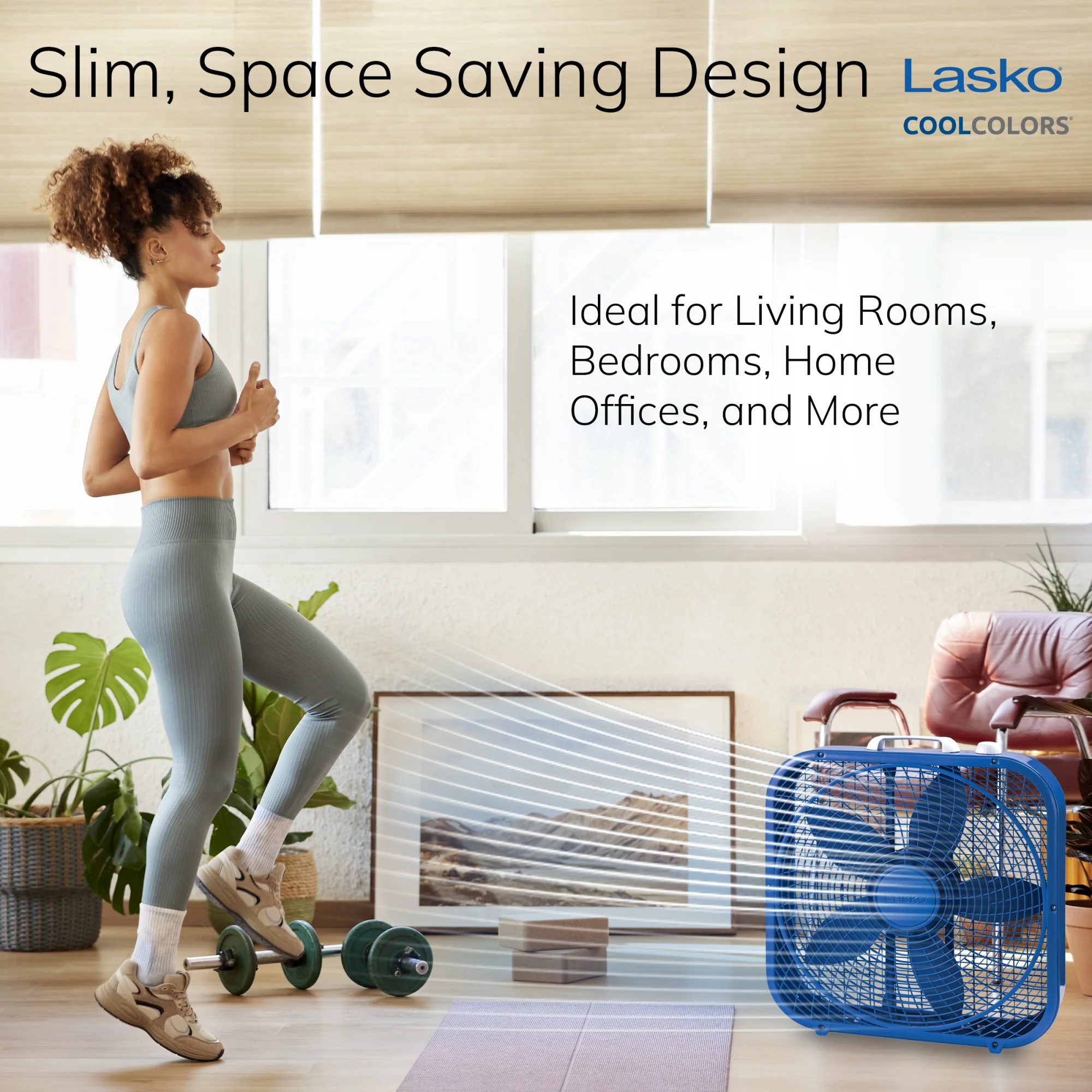 Lasko Cool Colors 20" Box Fan: 3-Speed, Weather-Resistant Motor, Blue - Image 7
