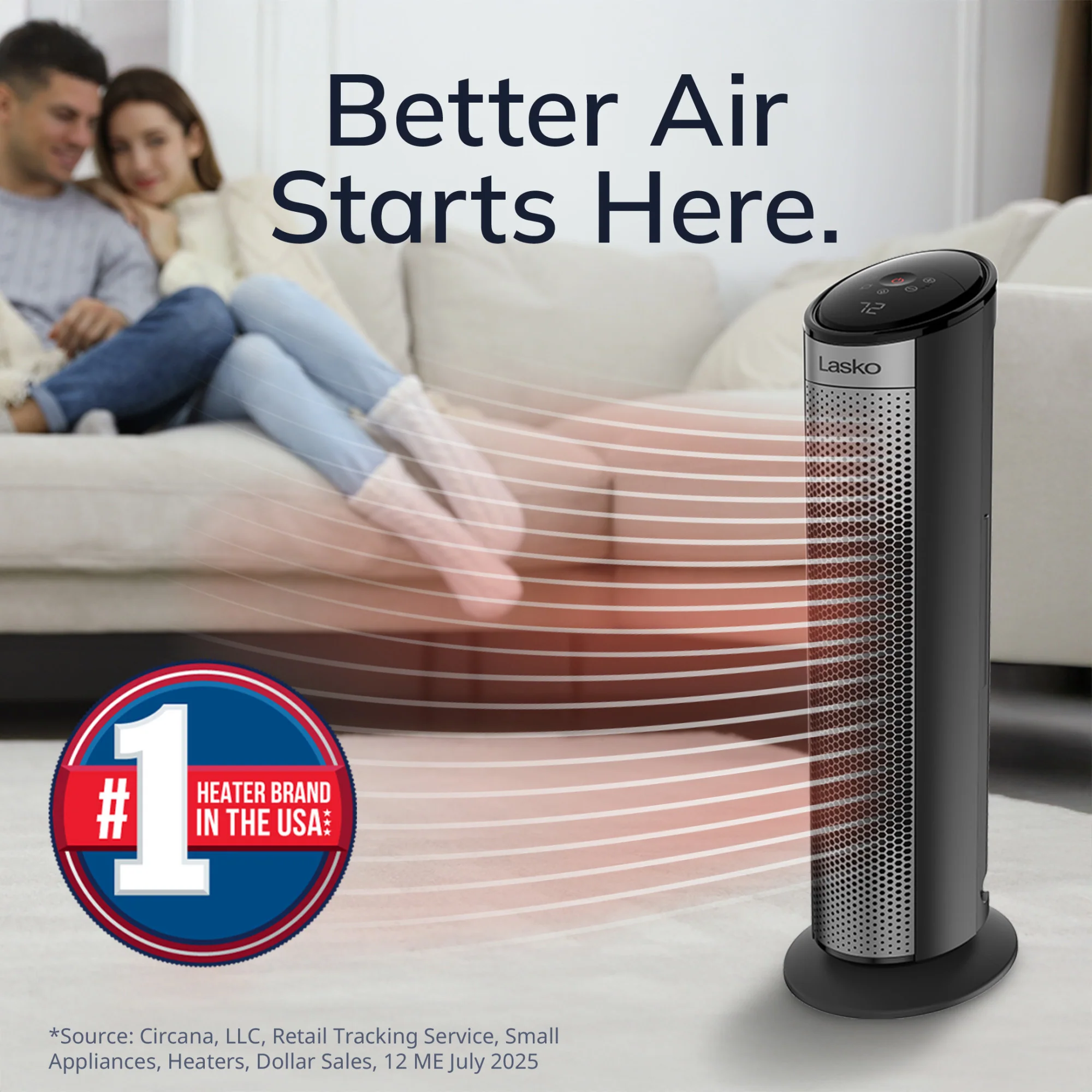 Lasko Elite 22" Tower Heater (3 heat settings, remote, timer, tip-over switch, child lock, black) - Image 2