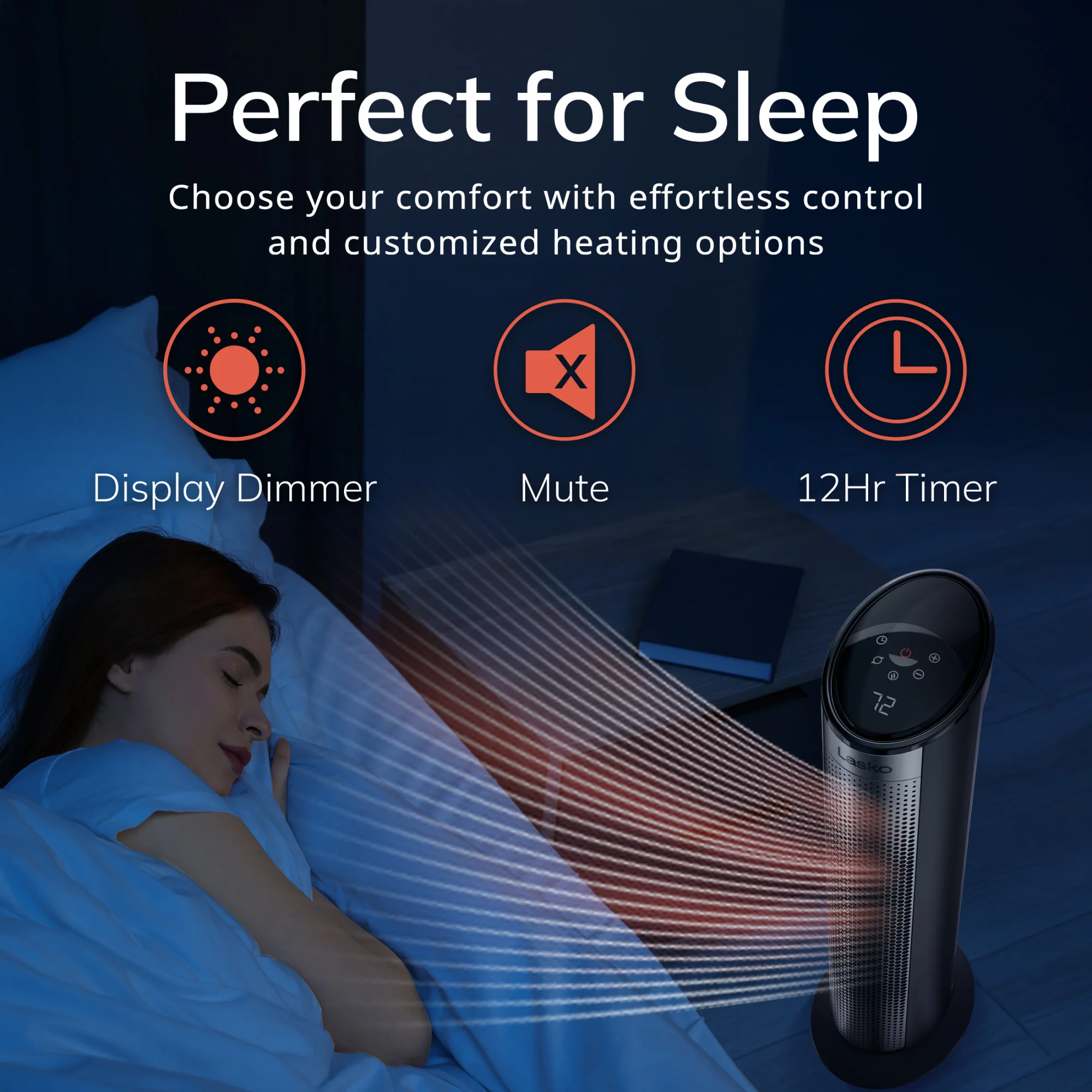 Lasko Elite 22" Tower Heater (3 heat settings, remote, timer, tip-over switch, child lock, black) - Image 5