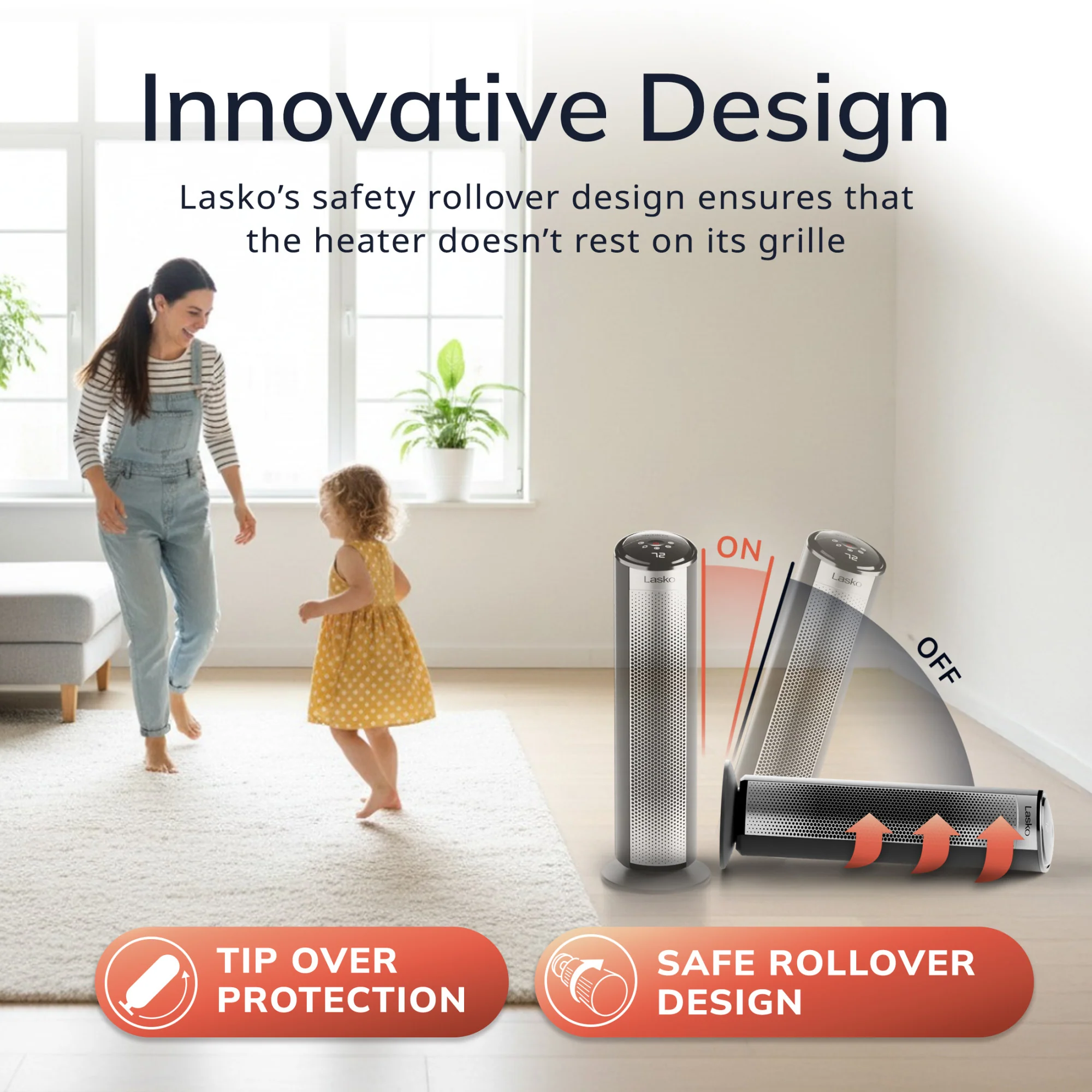 Lasko Elite 22" Tower Heater (3 heat settings, remote, timer, tip-over switch, child lock, black) - Image 6