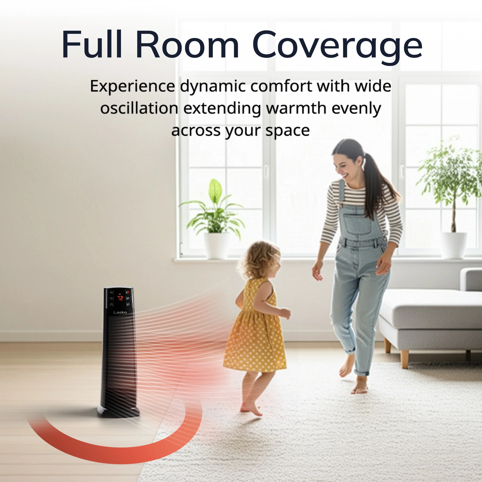 Lasko CT22850 1500W Ceramic Tower Space Heater with Tip-Switch and Remote: Black - Image 4