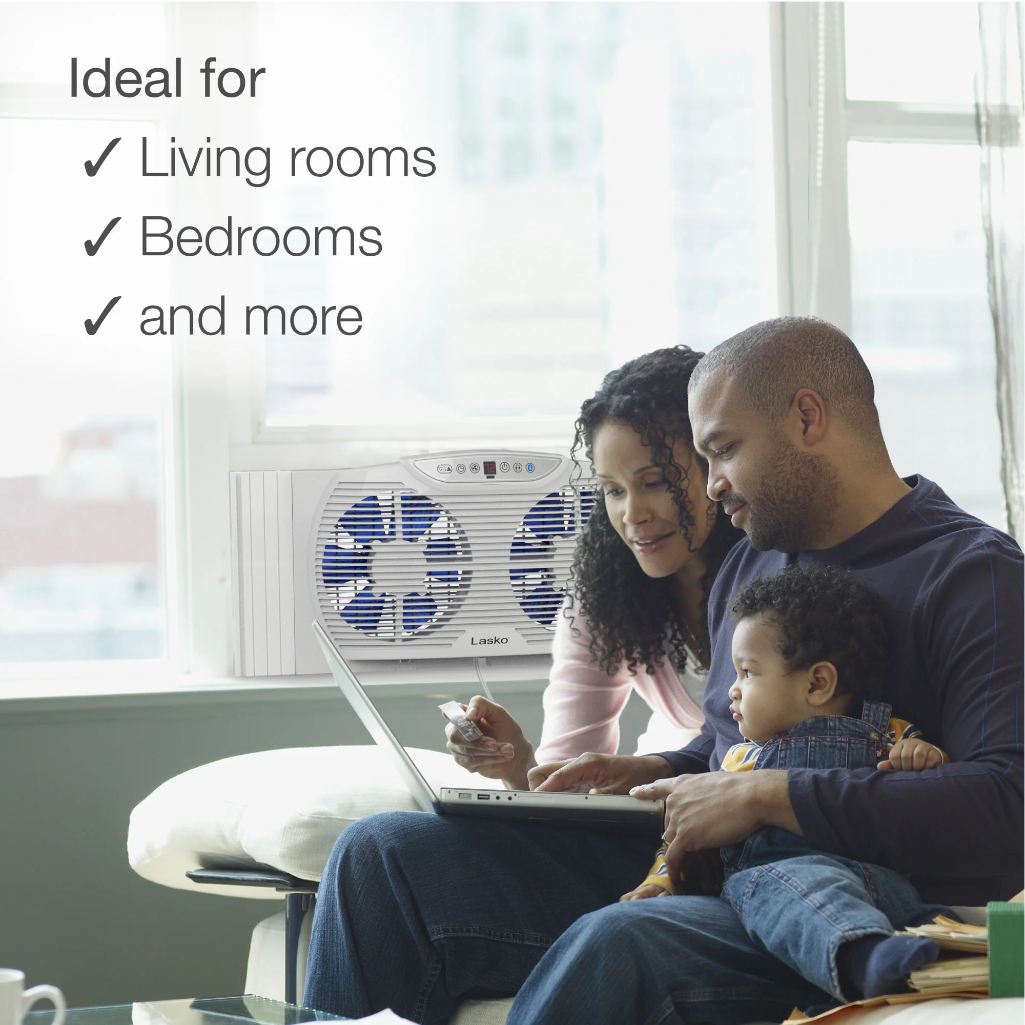 Lasko Twin Window Fan: 3-Speed, Electrically Reversible, Bluetooth, White - Image 5