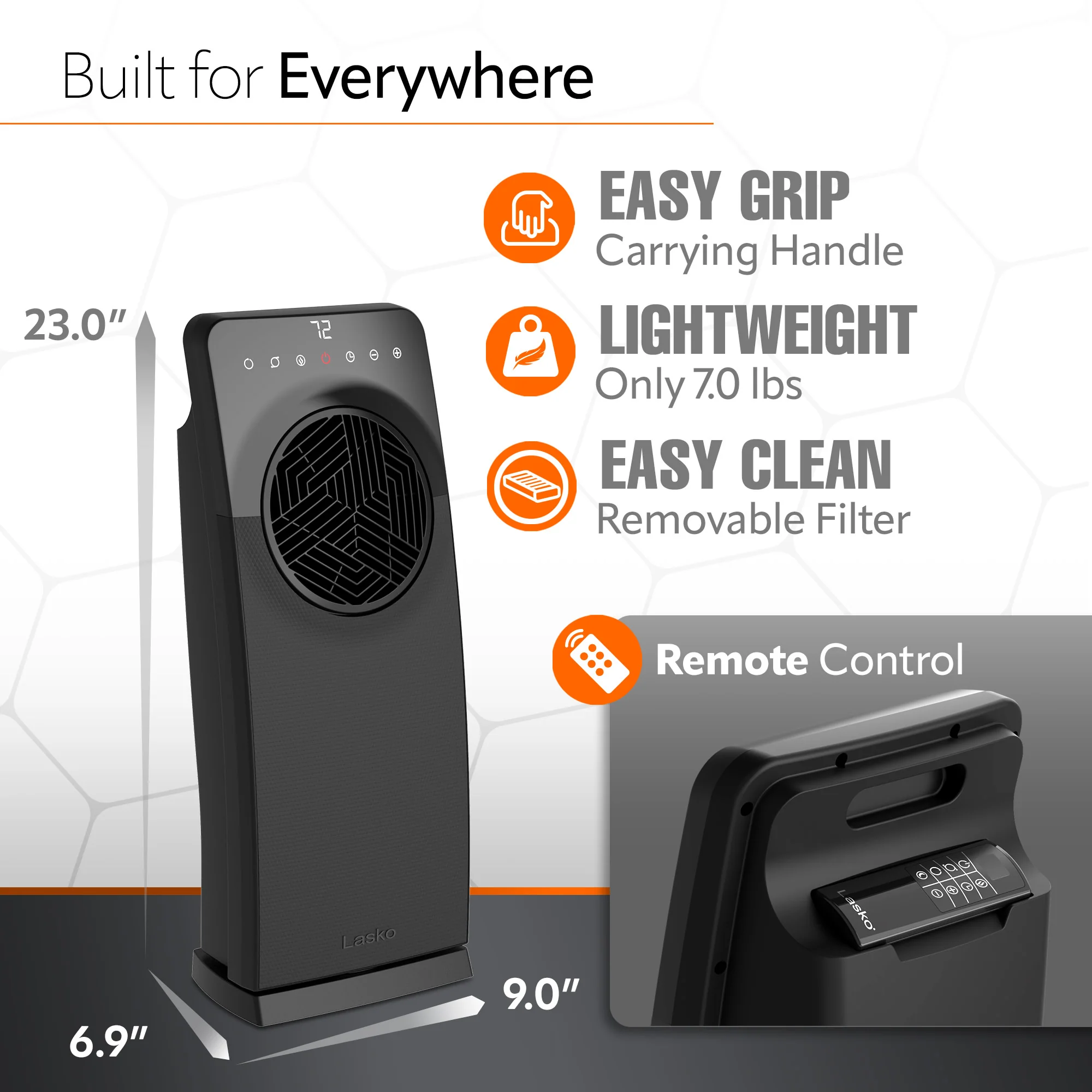 Lasko Elite 23" Ceramic Console Heater (3 heat settings, remote, timer, thermostat, black) - Image 5