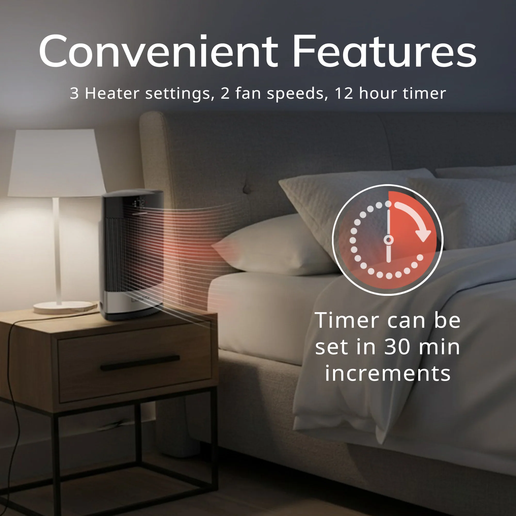 Lasko Ellipse CD12950 Ceramic Space Heater with Remote Control, Black - Image 6